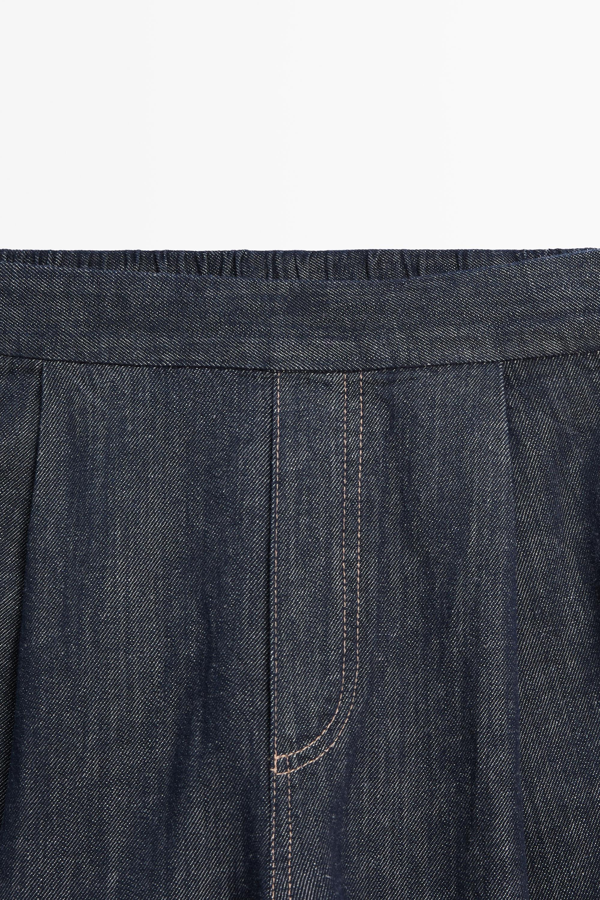 Cotton blend pleated semi-jogger pants — DARK BLUE