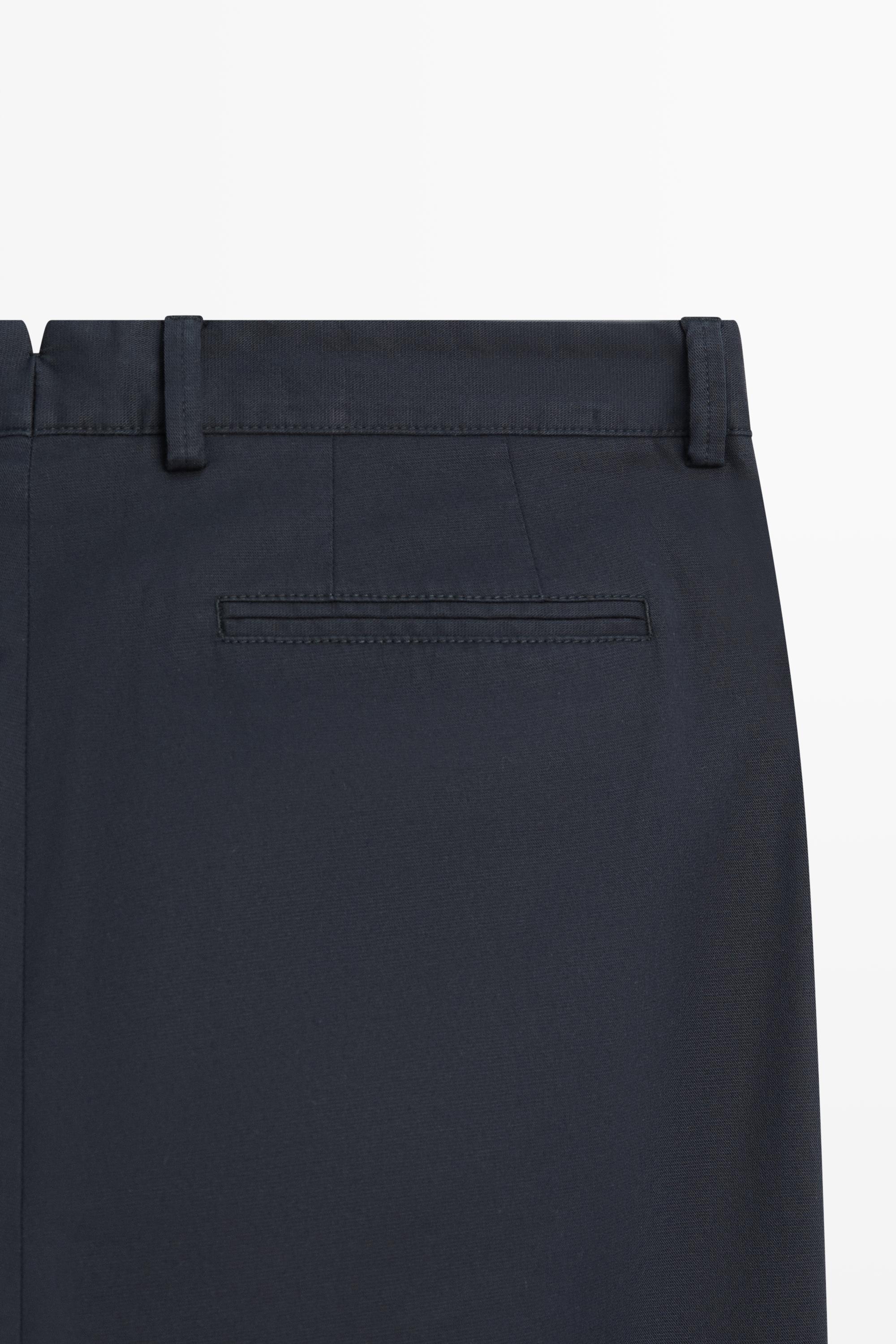 Cotton-blend slim fit pants — NAVY BLUE
