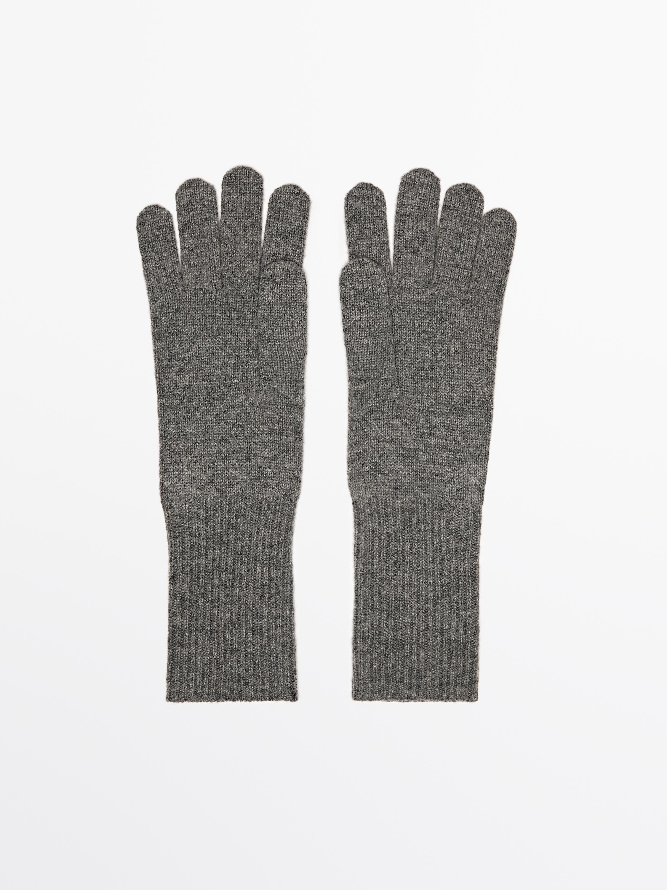 Long thin wool blend gloves