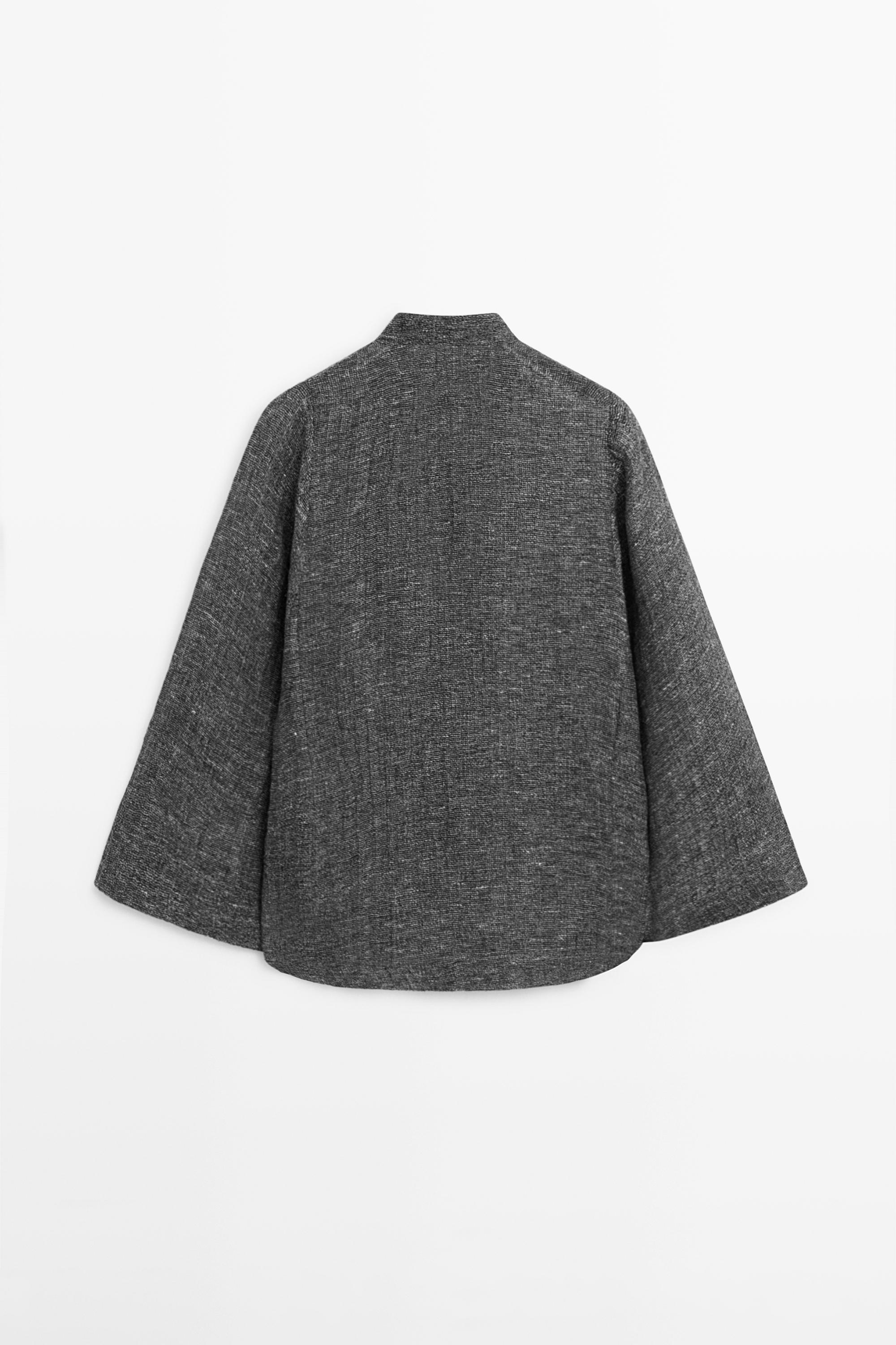 Melange linen blouse — GREY