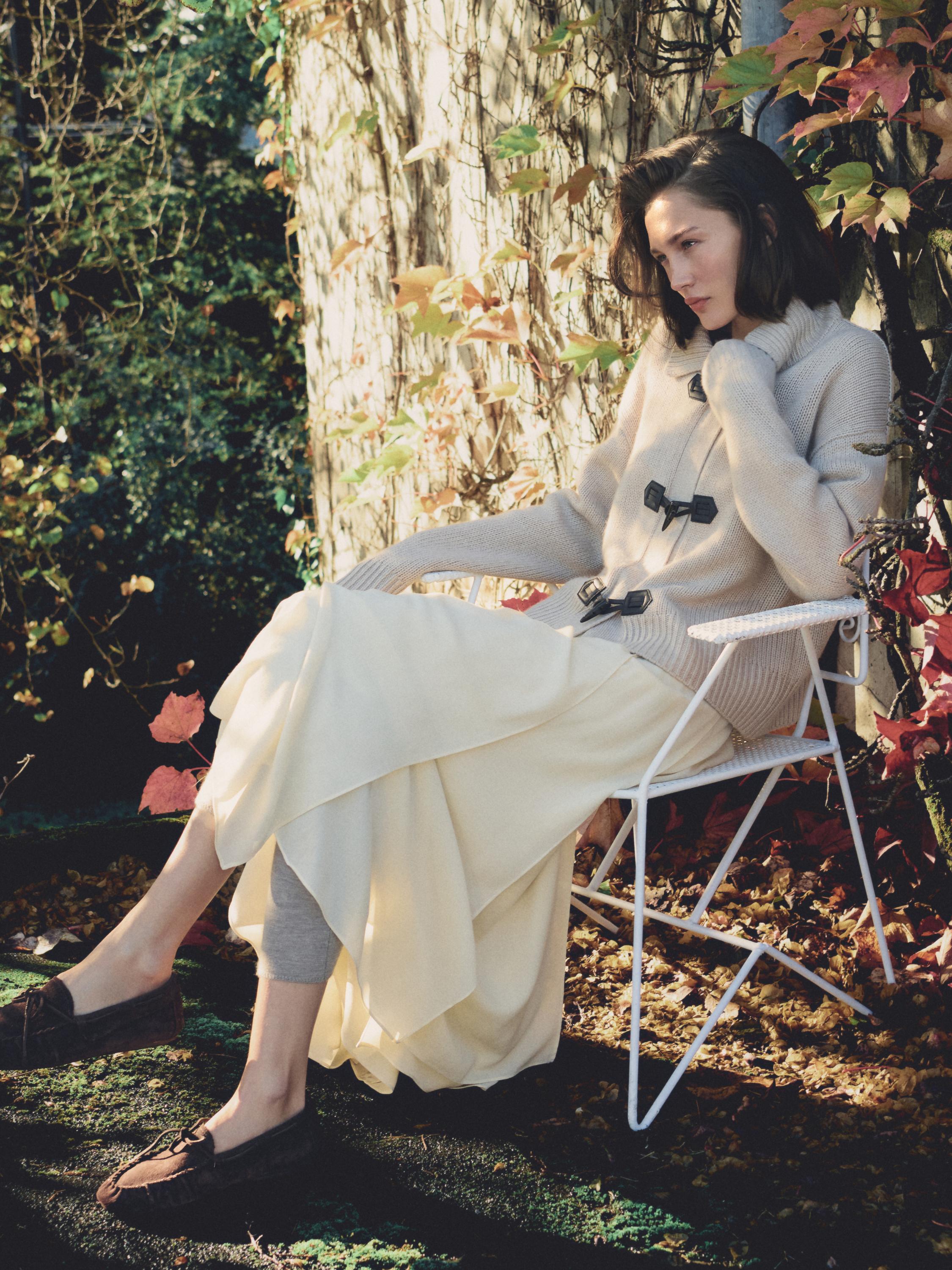 Юбка миди из струящейся ткани с воланами