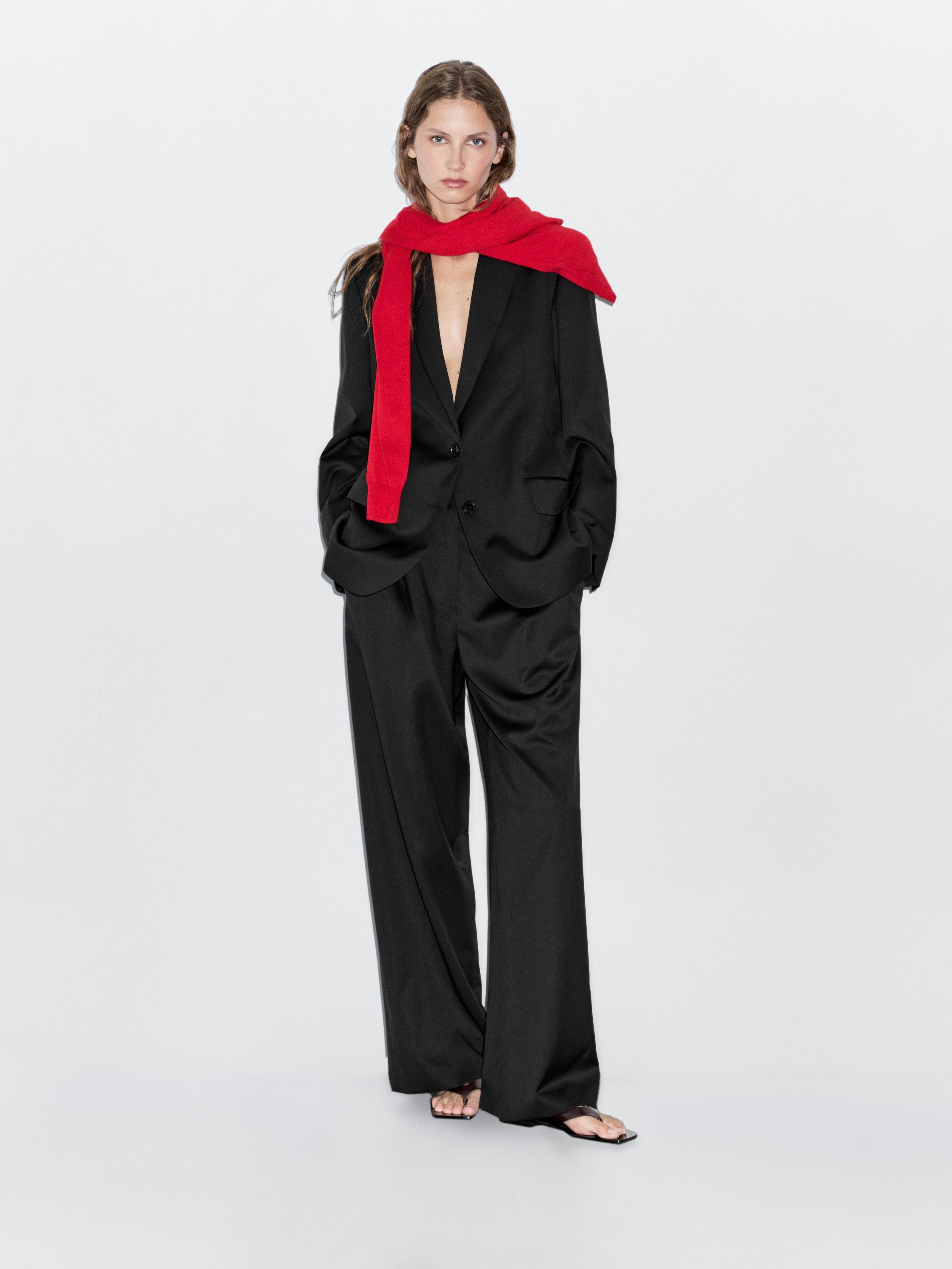 Extra fine wool pleated pants — BLACK