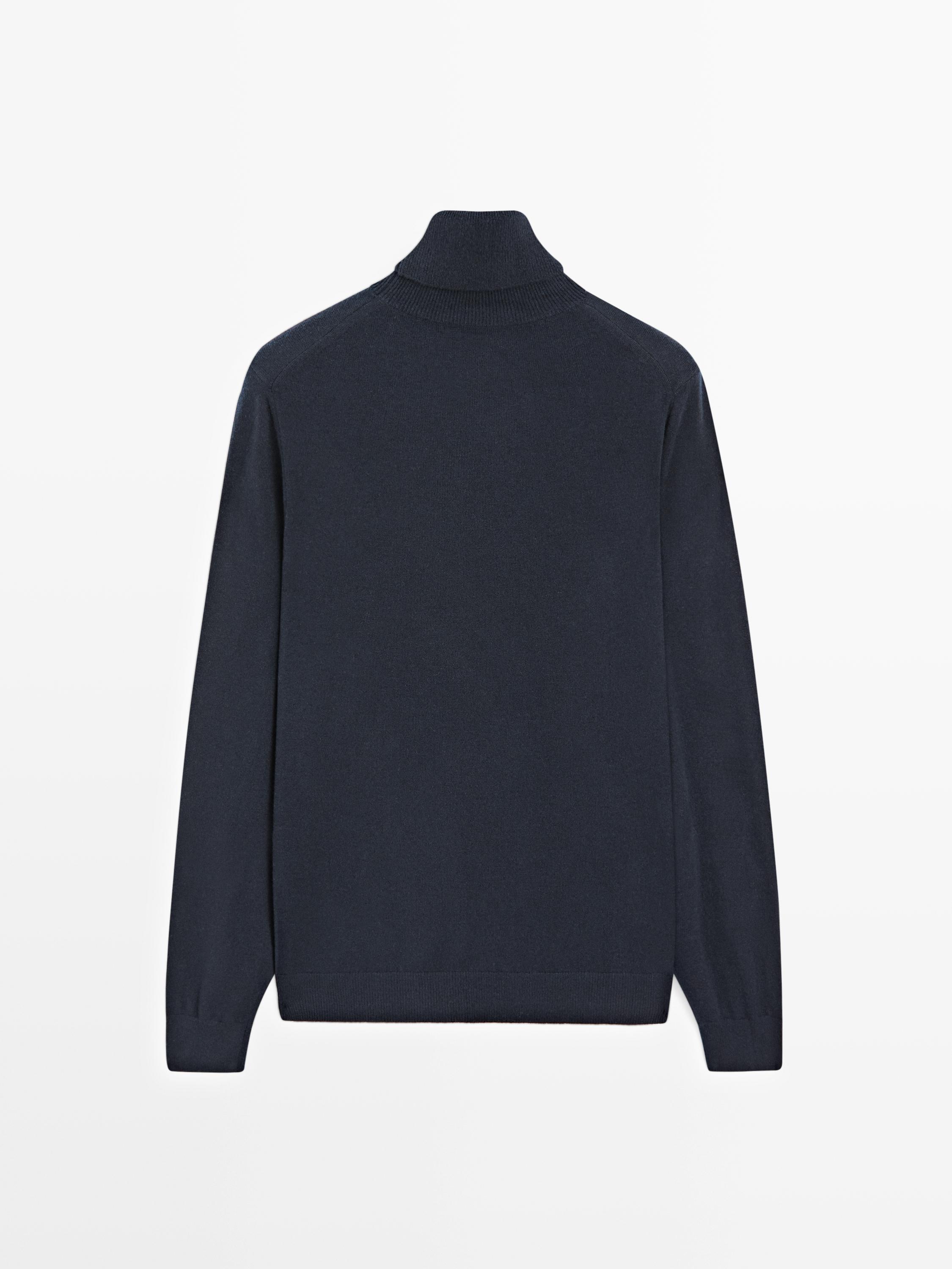 Wool blend knit sweater with high neck