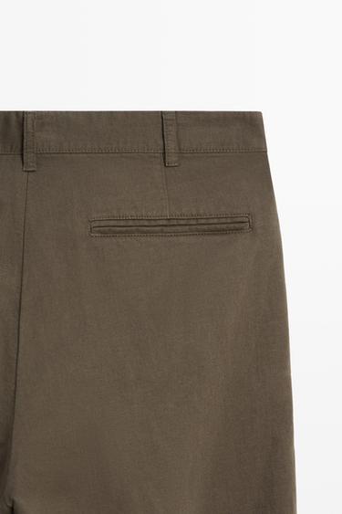 Linen-cotton straight-leg pants — DARK GREEN 7