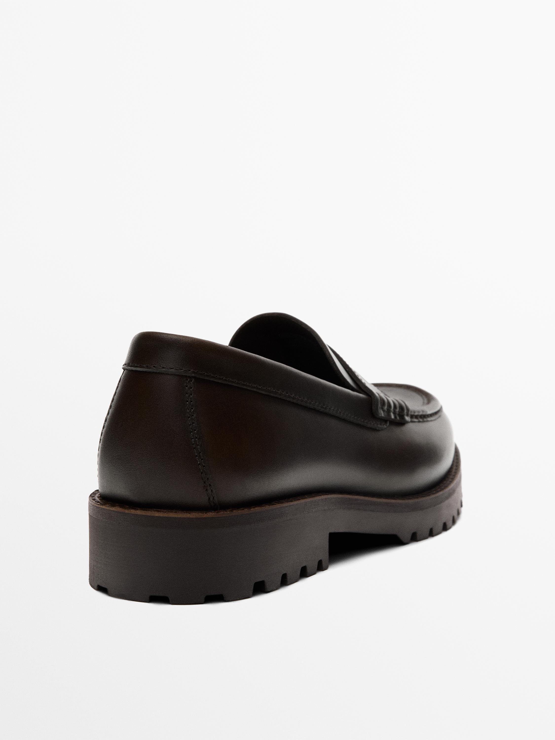 Moc toe loafers with track sole — BROWN