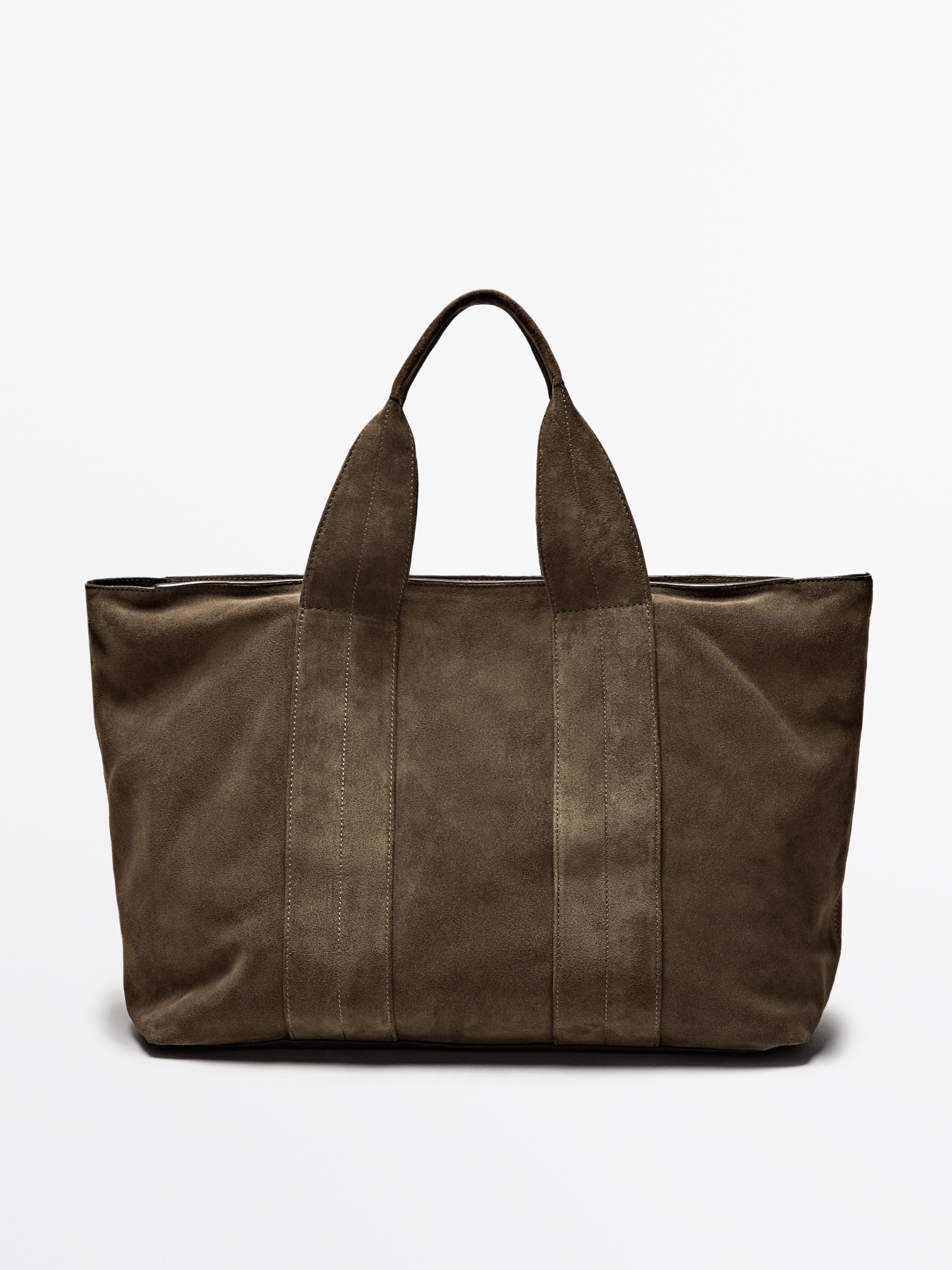 Sac cabas en cuir finition daim