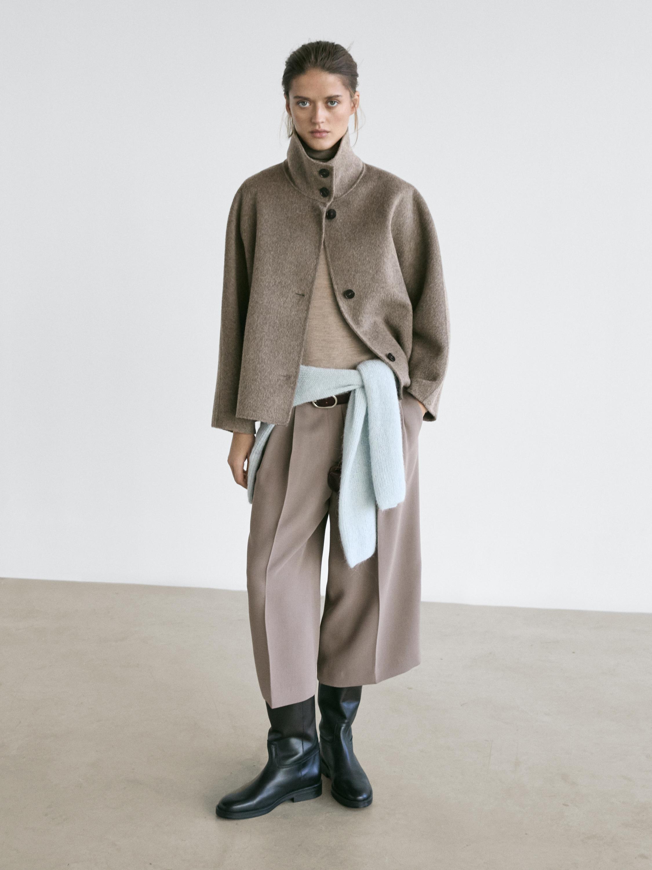 Flowing long wide-leg Bermuda shorts — MOLE BROWN
