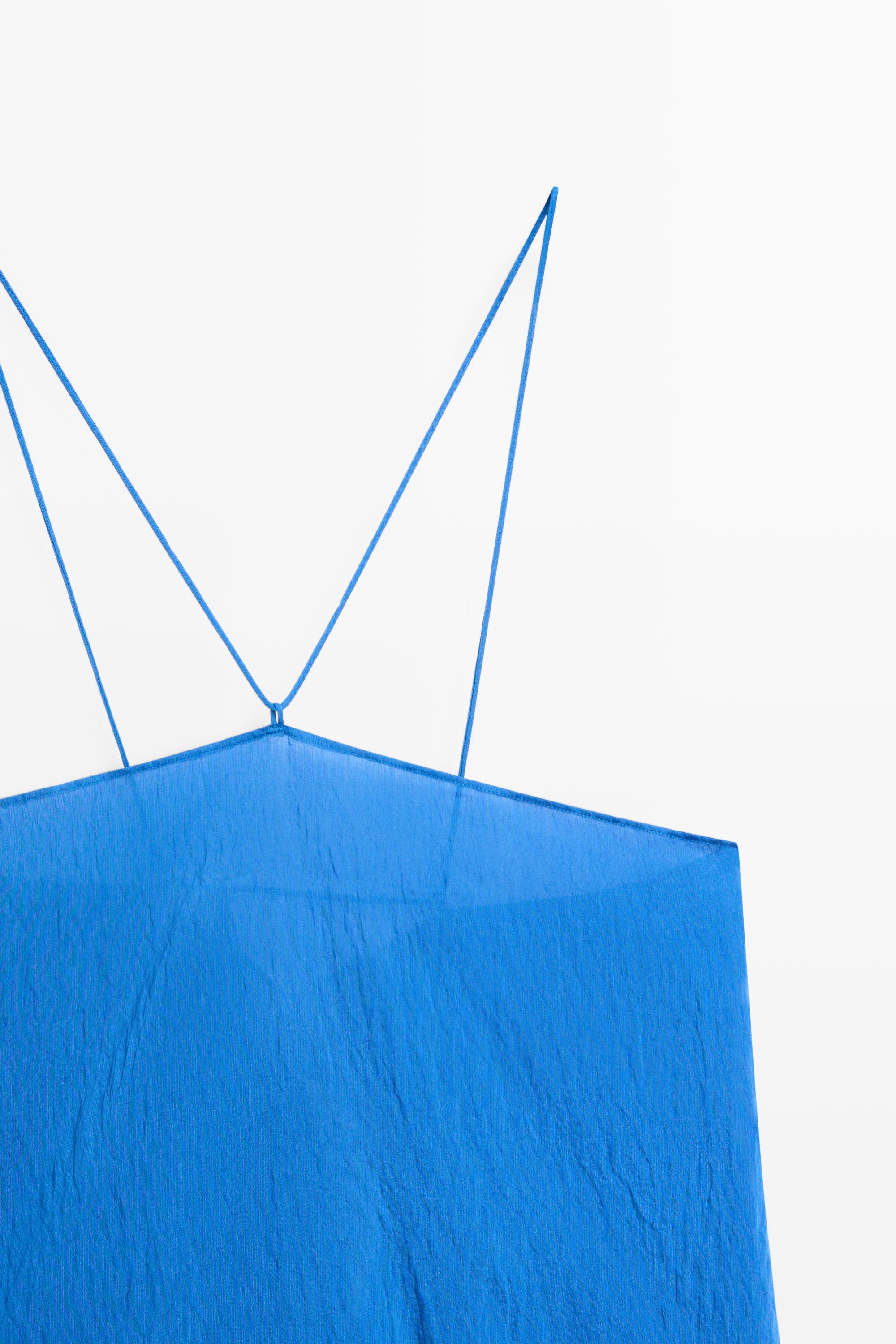 Flowing halter top with tie detail — BLUE