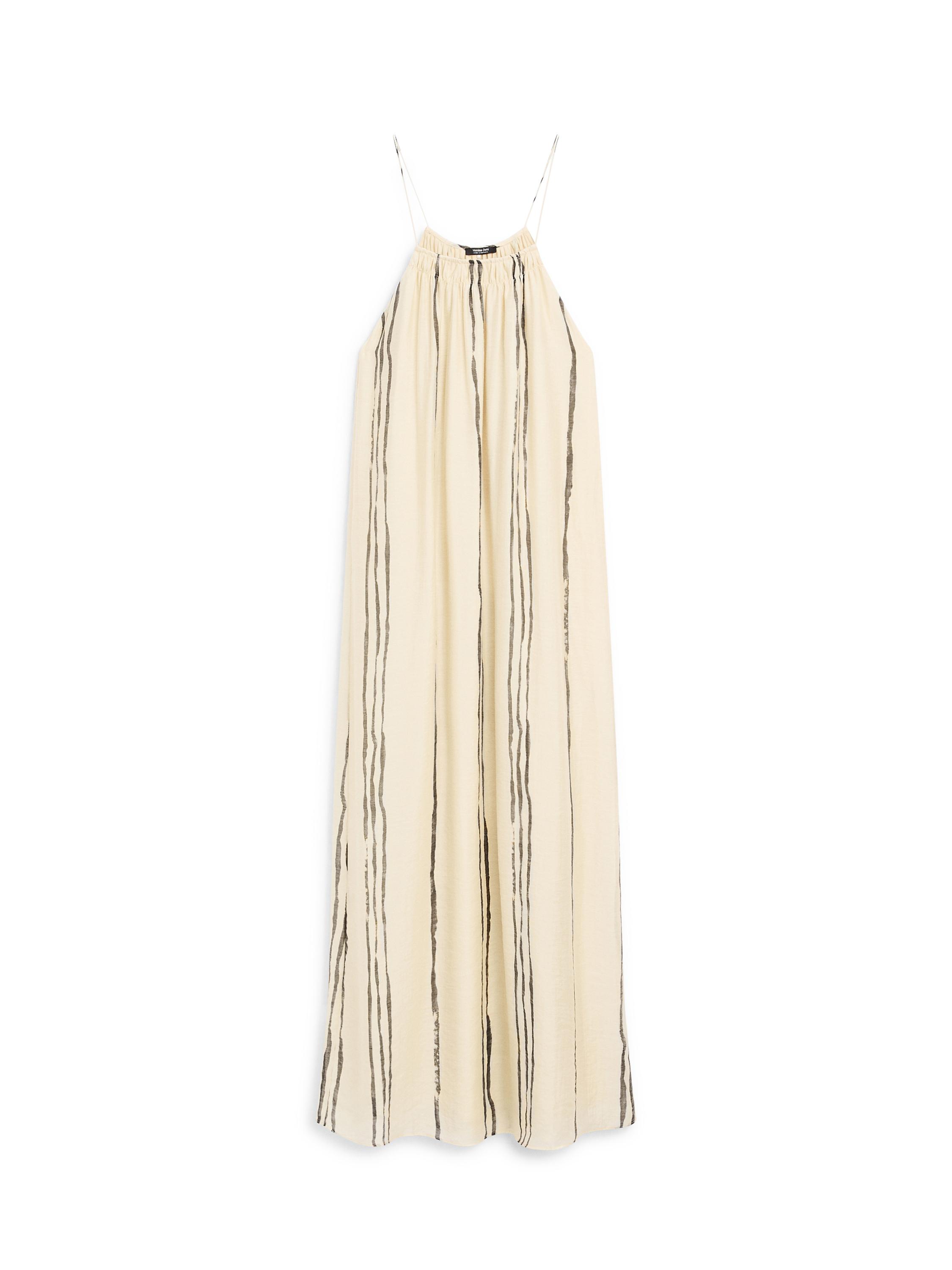 Flowing stripe print midi dress · Cream · Caps And Hats