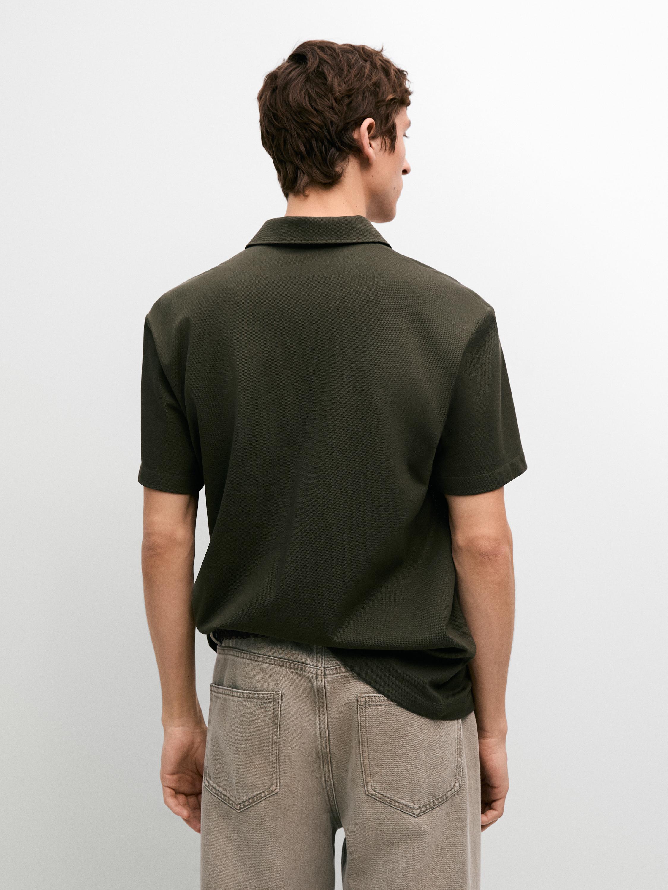 100% cotton short sleeve polo shirt — KHAKI