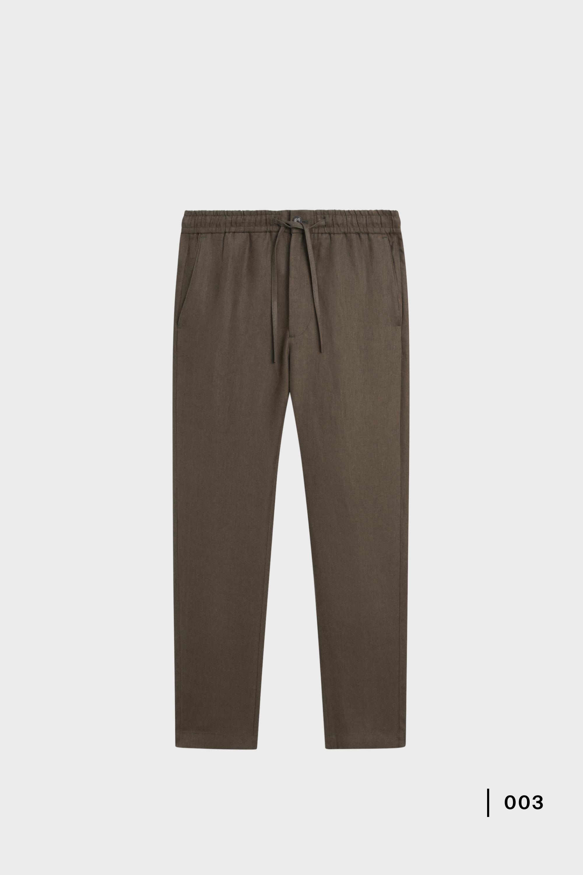 100% linen trousers with herringbone detail — GREEN