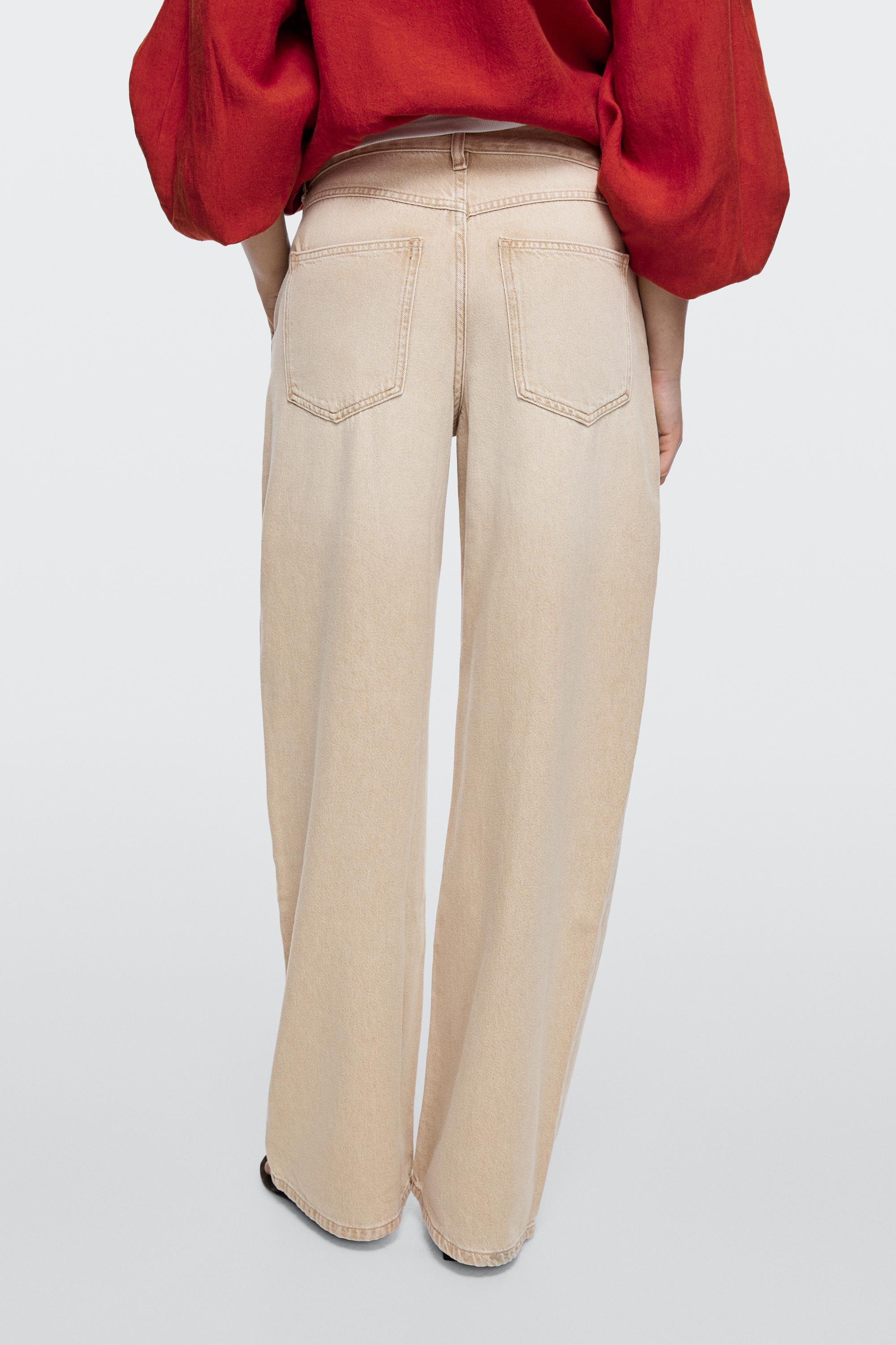 Mid-rise barrel fit jeans — SAND
