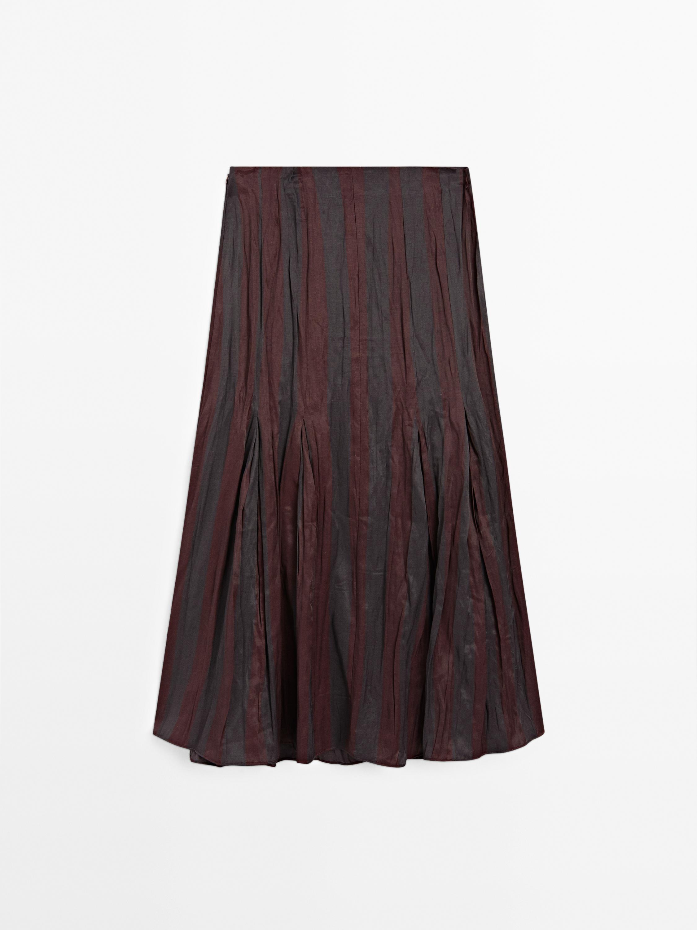 Striped flowing midi skirt