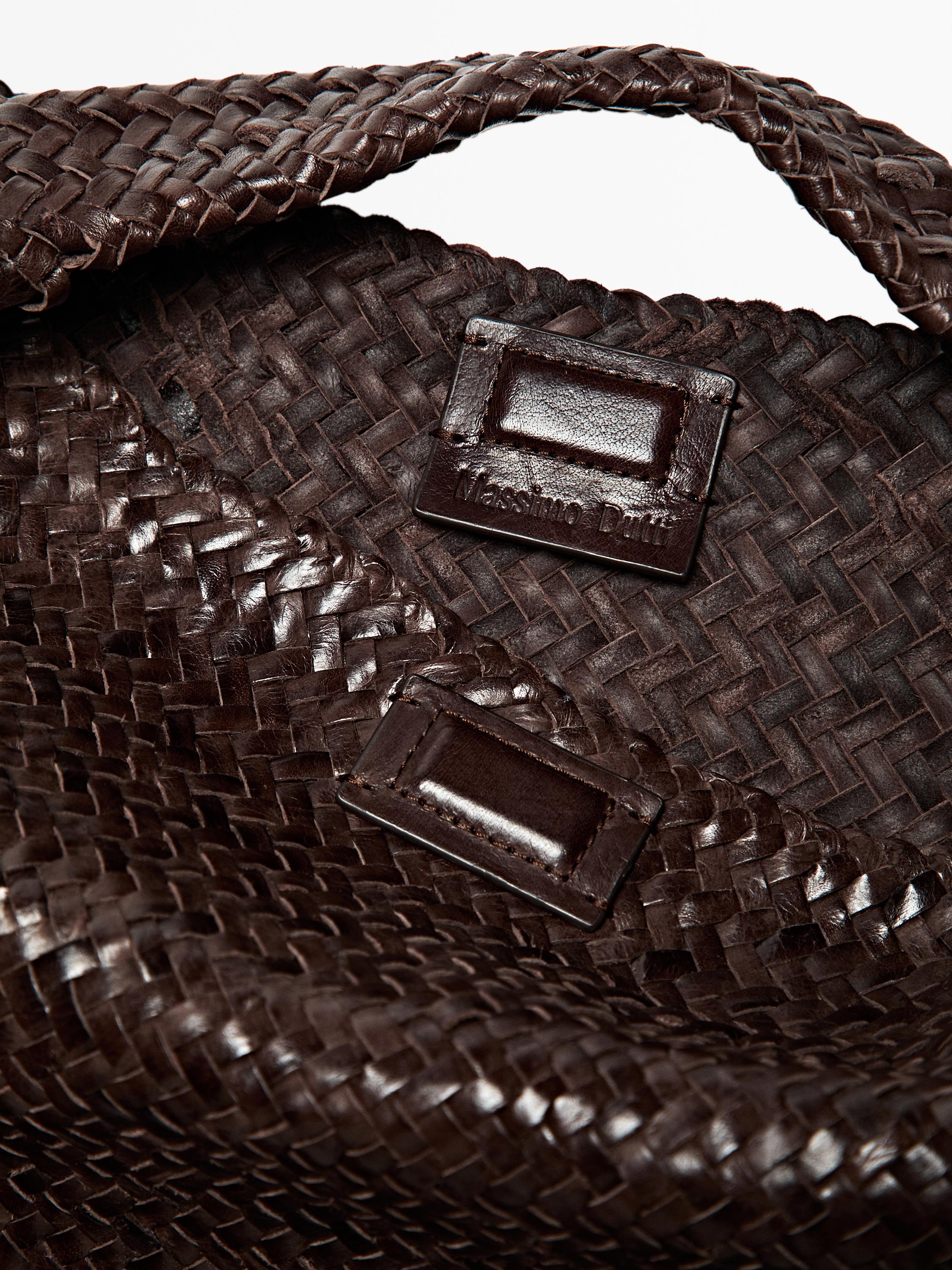 Braided nappa leather shopper bag
