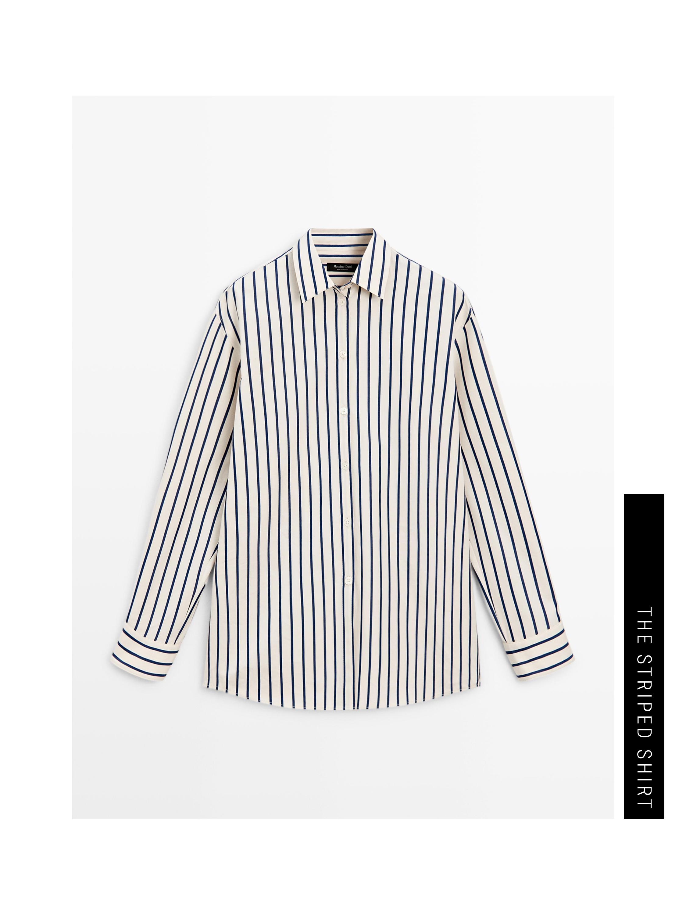 100% cotton striped shirt — Vanilla