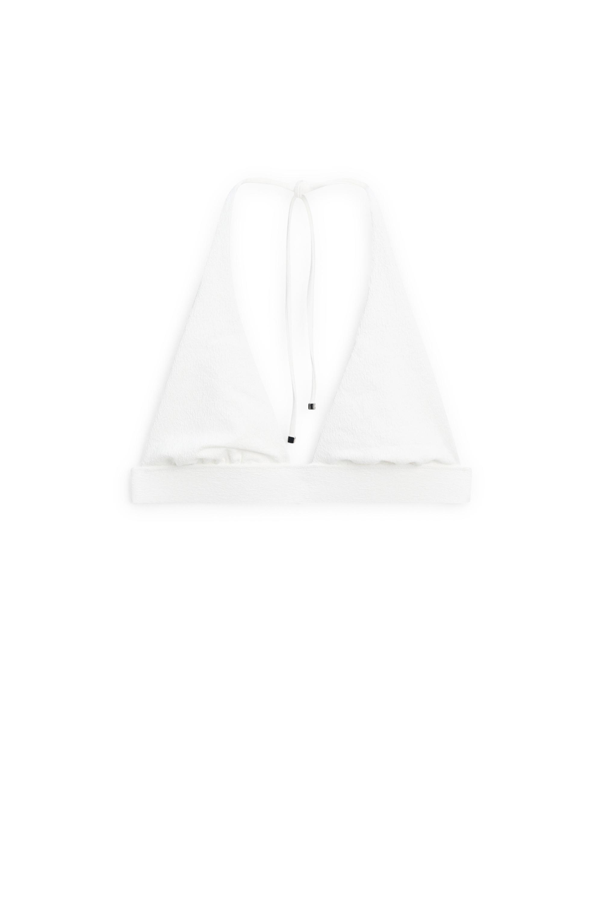 Textured triangle bikini top — Off white