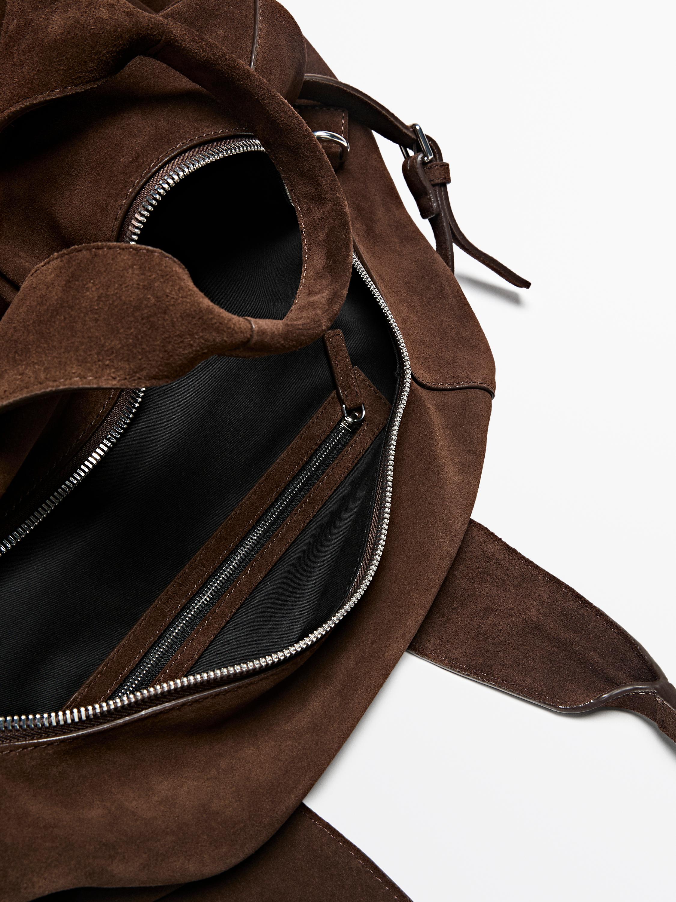 Suede leather travel bag — MOLE BROWN