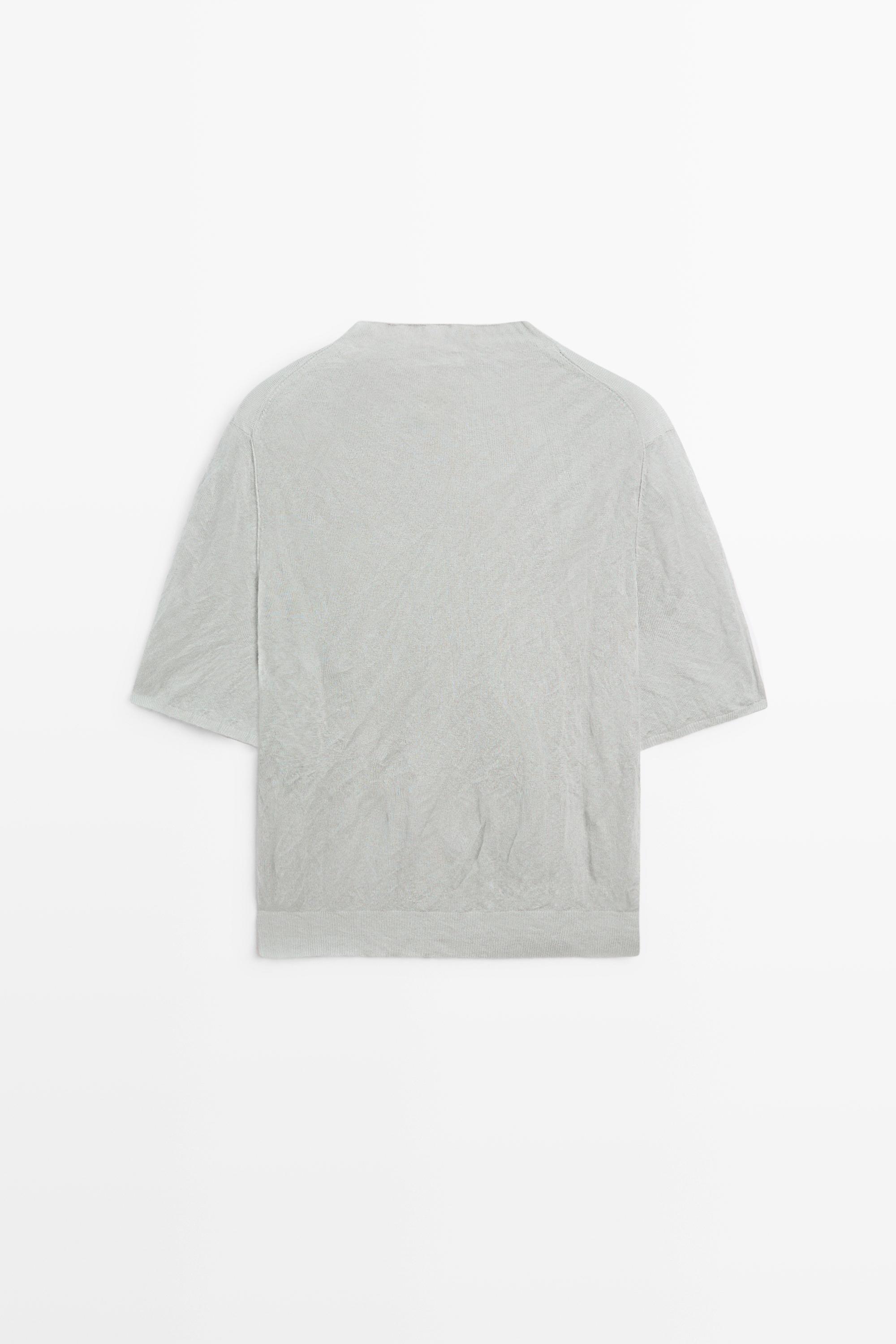Short sleeve fine knit sweater - STUDIO — Silver