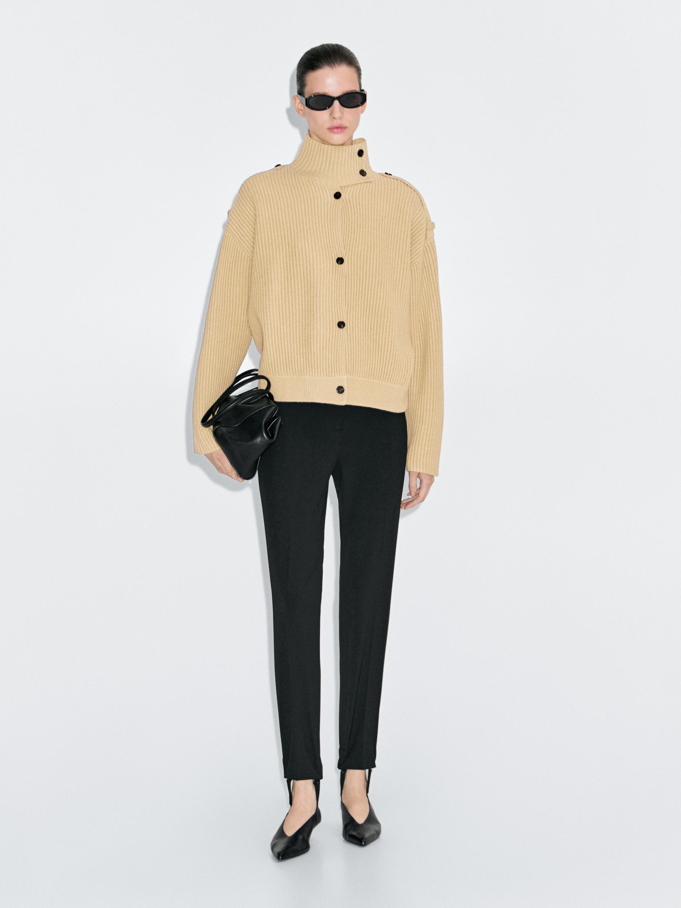 100% wool turtleneck cardigan