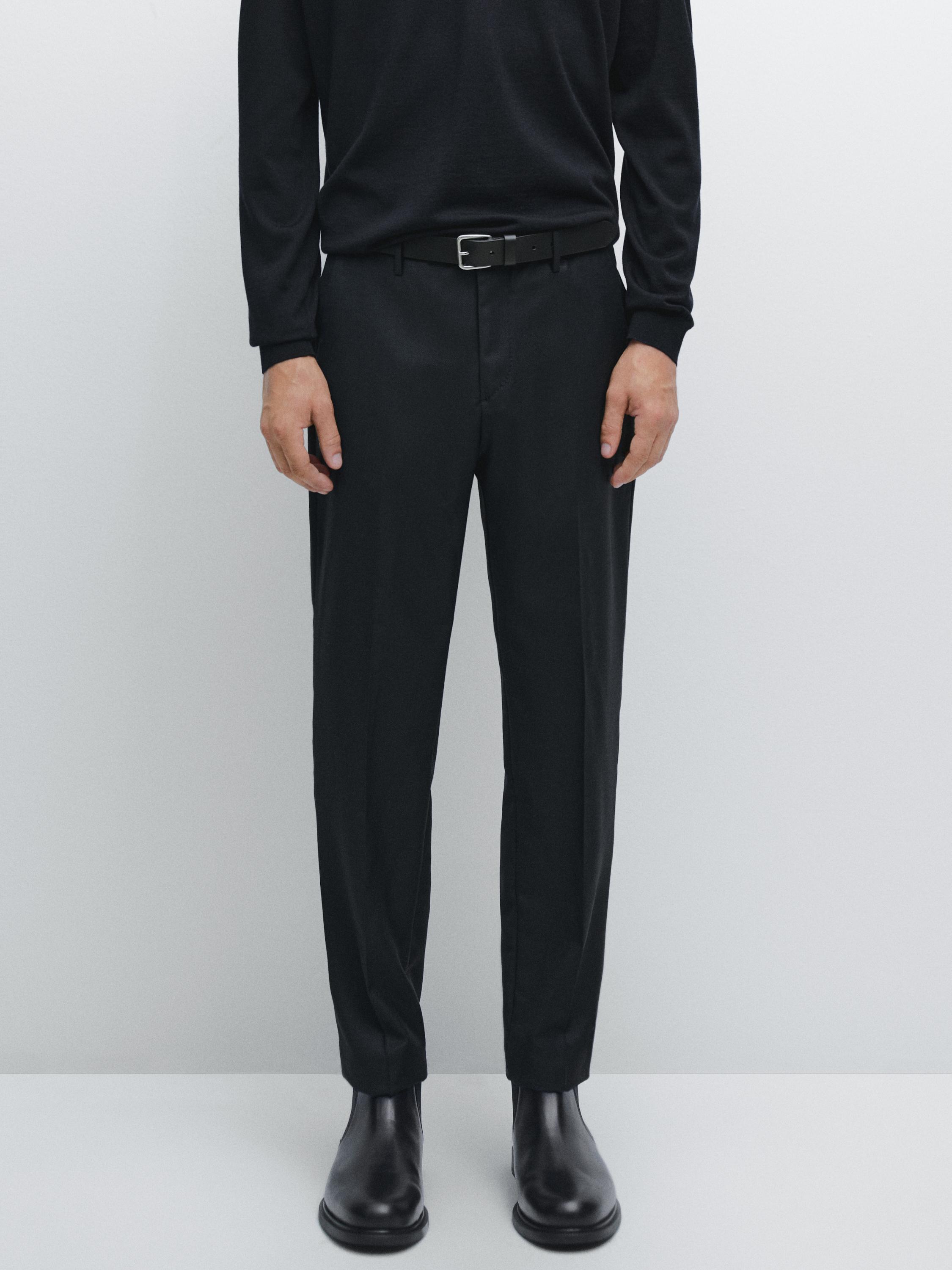 細紋理西裝長褲