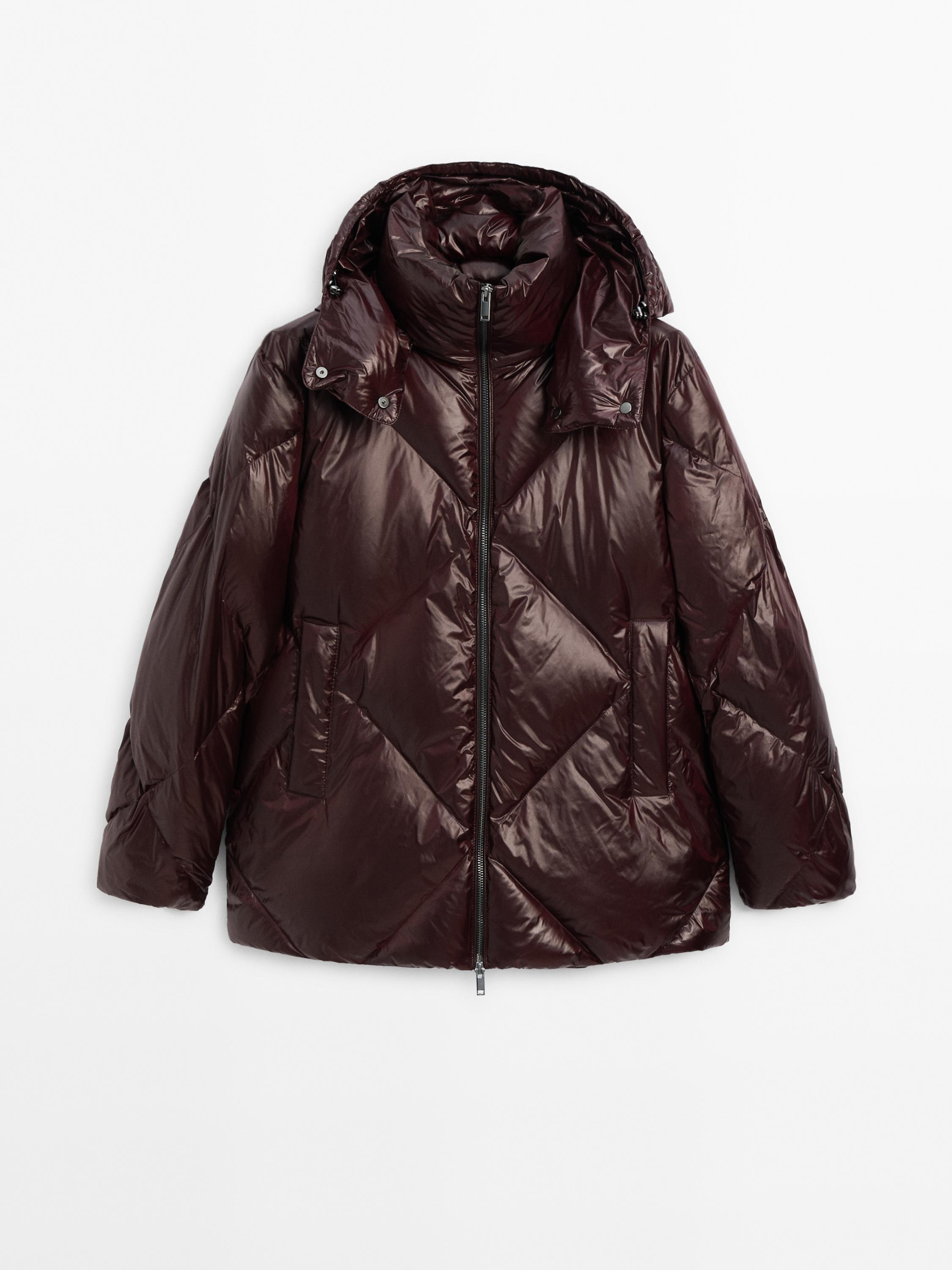 Quilted jacket with detachable hood · Burgundy · Coats And Jackets | Massimo  Dutti