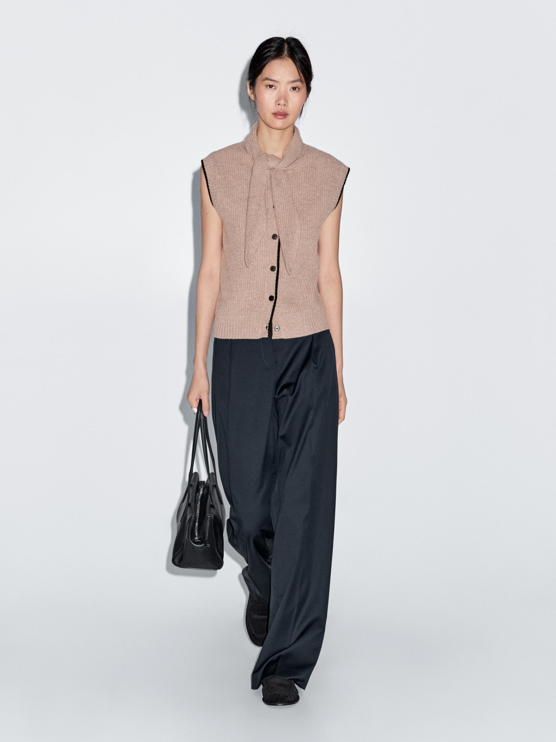 Wool blend vest with collar detail
