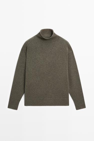 100% cashmere oversize knit sweater — Greyish green 2