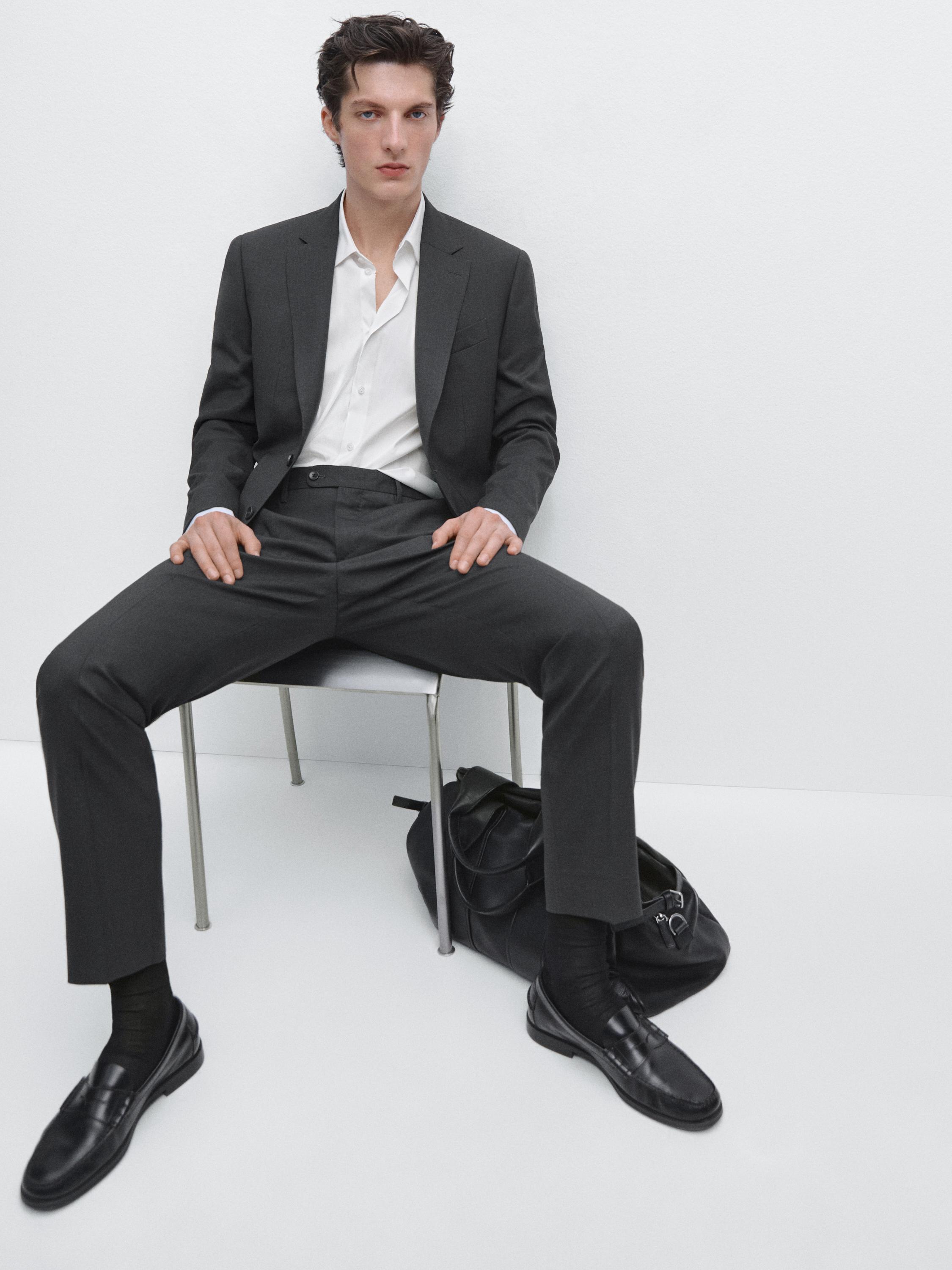 100% cool wool suit blazer — CHARCOAL
