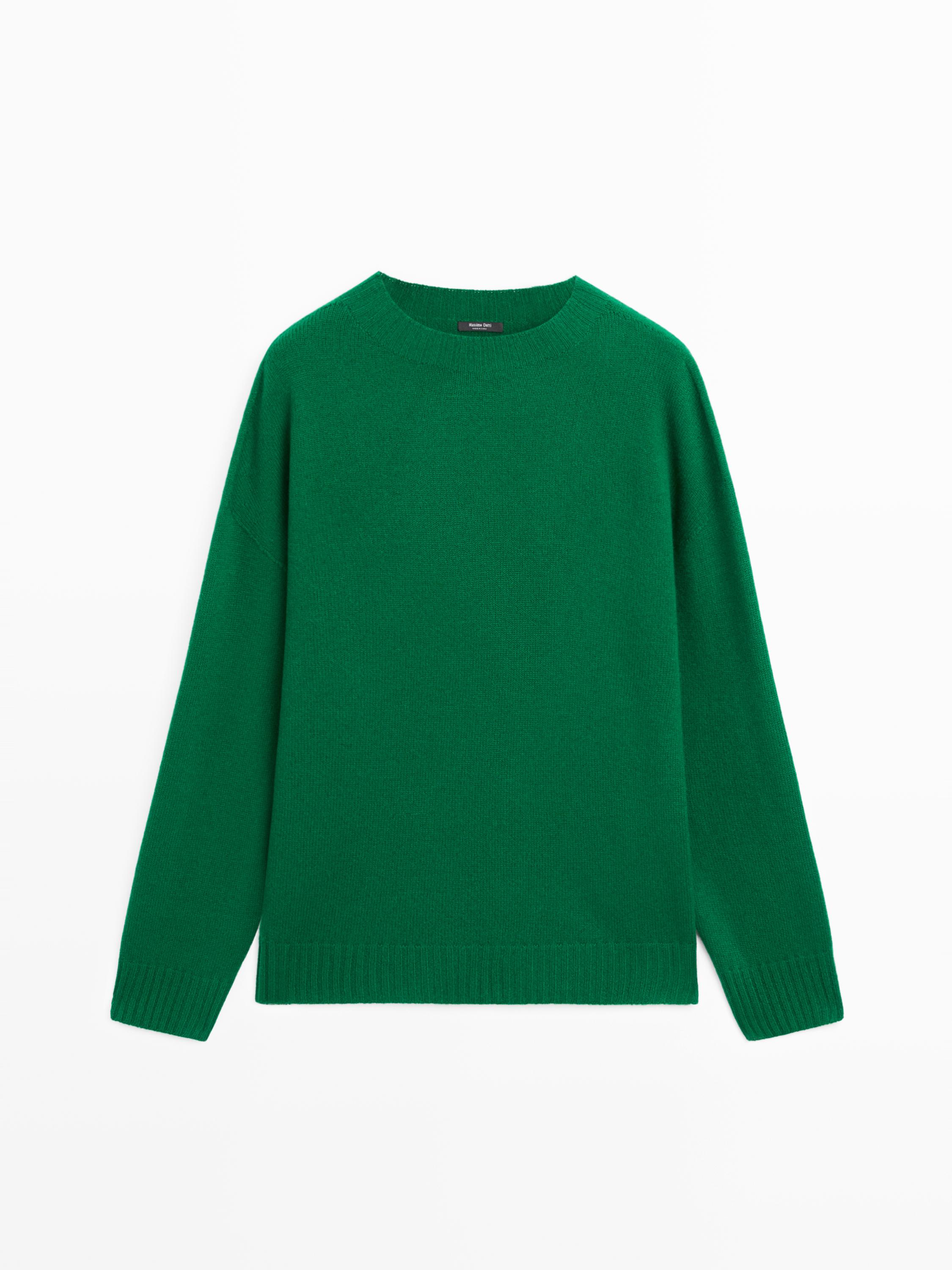 Wool blend crew neck sweater