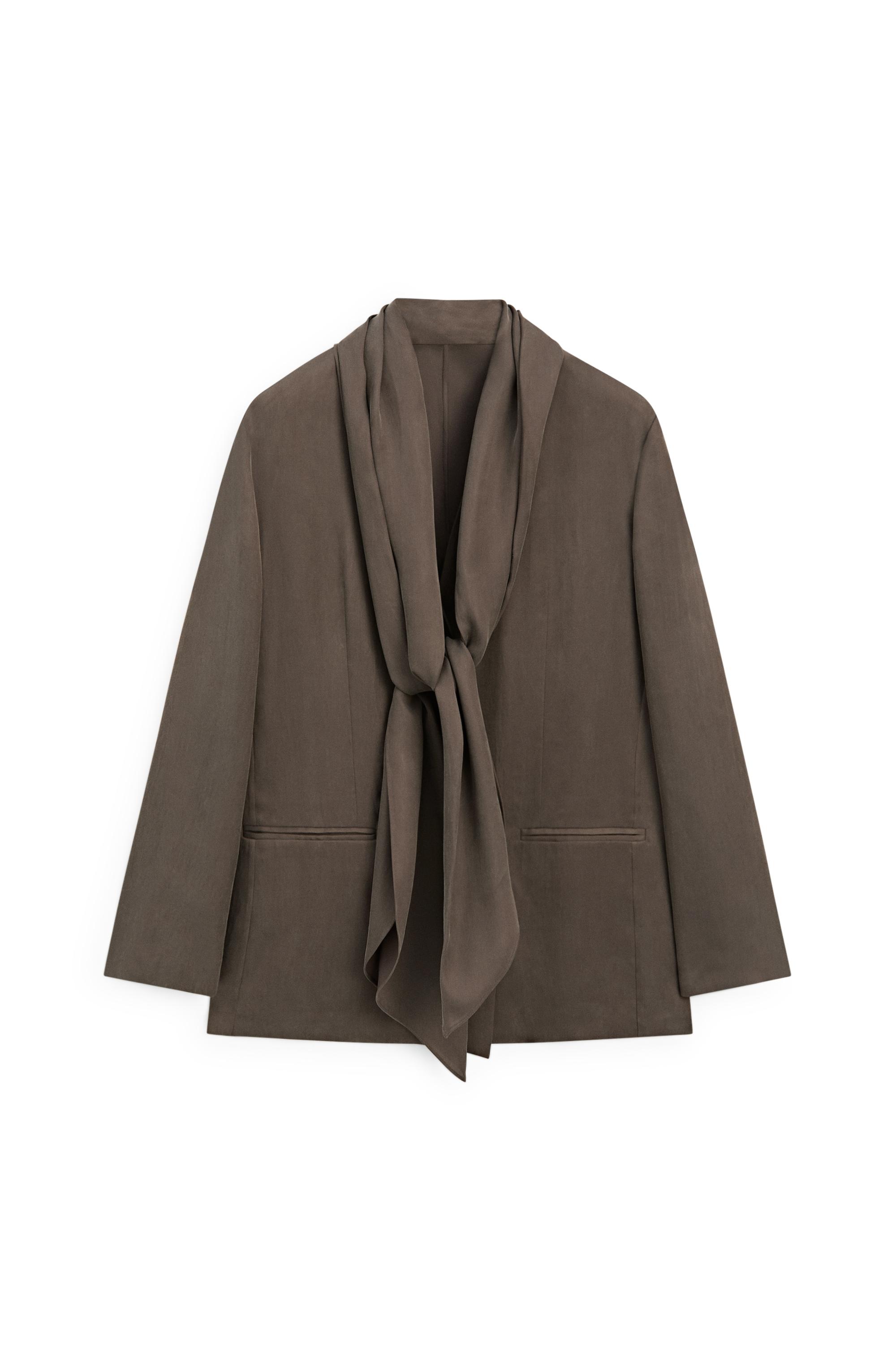 Total look flowing overshirt with tie detail — PLUM
