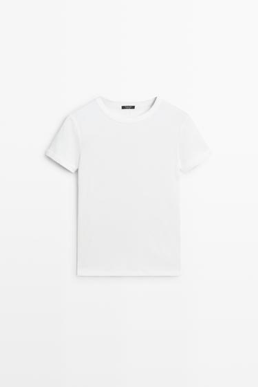 Ribbed short sleeve T-shirt — Off white 2
