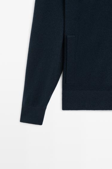 100% cashmere zip-up knit cardigan — NAVY BLUE 7
