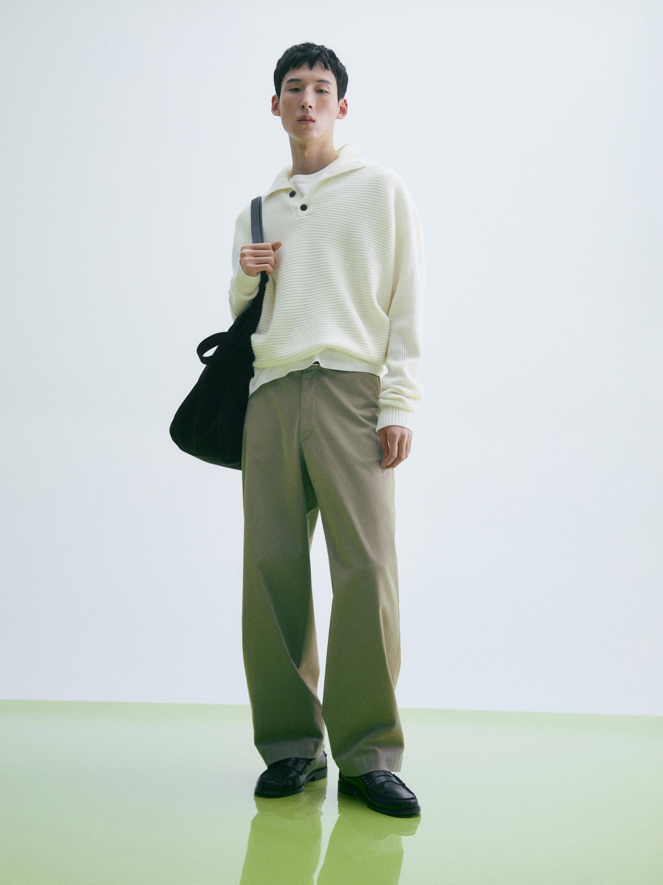 울 블렌드 니트 폴로 스웨터