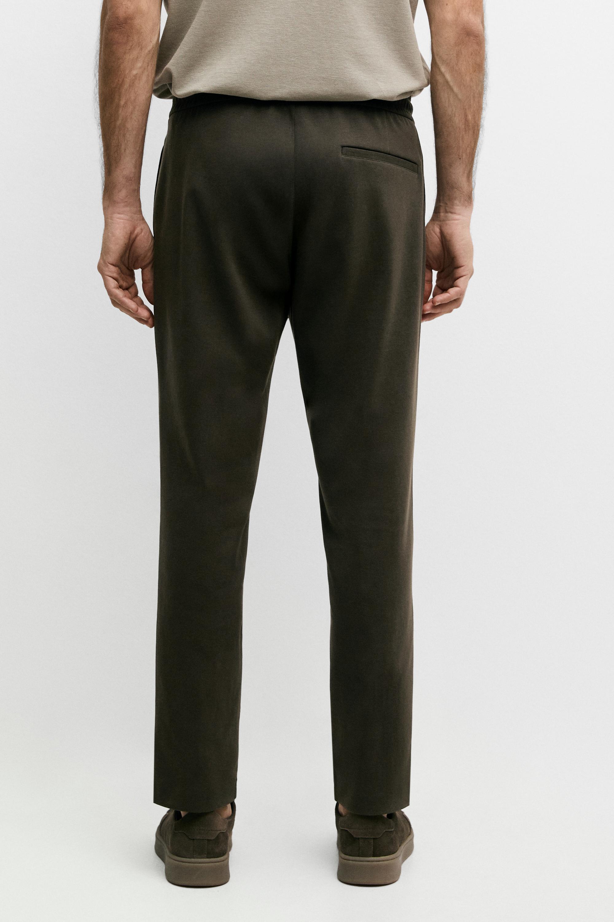 Cotton blend jogger fit trousers — DARK KHAKI