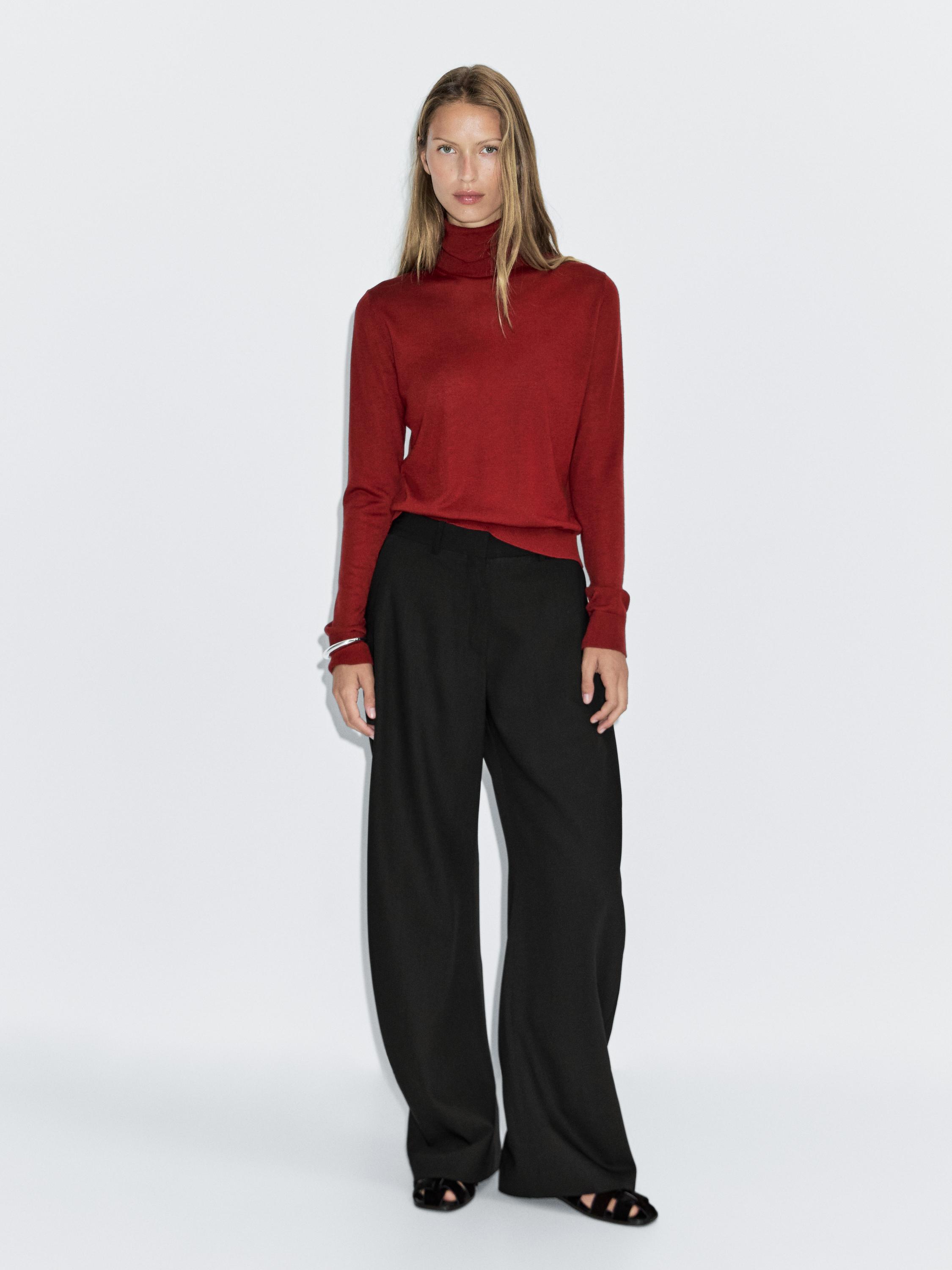 Darted wool blend trousers