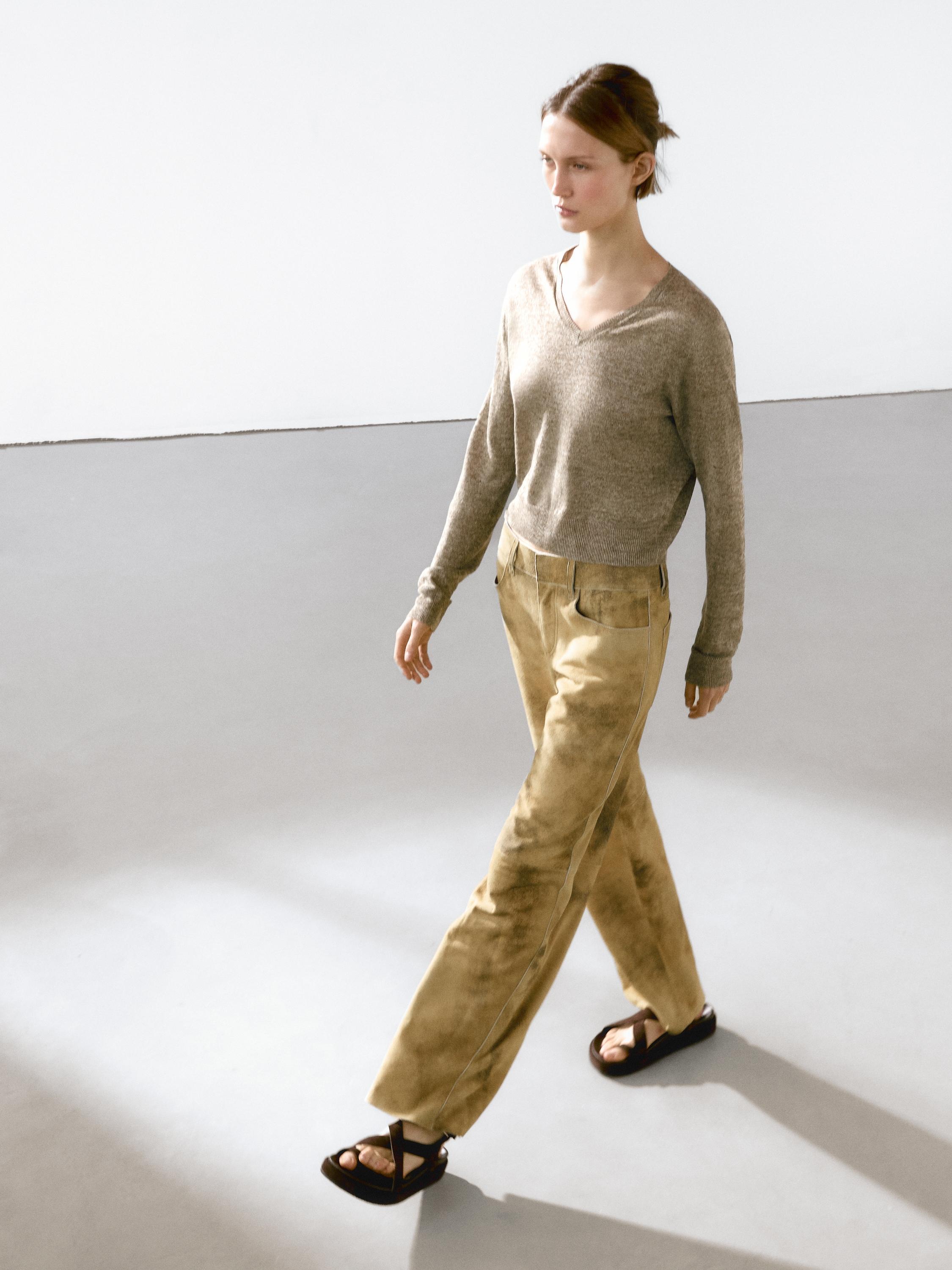 100% linen melange knit sweater