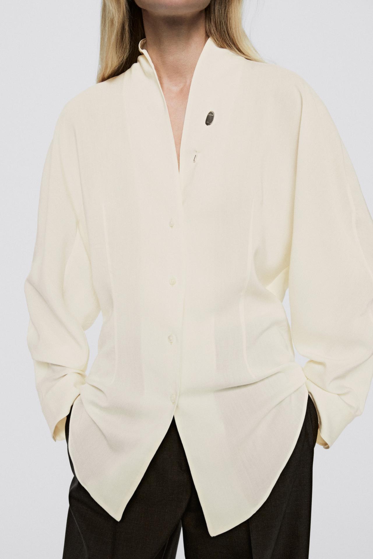 Flowing shirt with tuxedo-style collar detail - LIMITED EDITION — CREAM