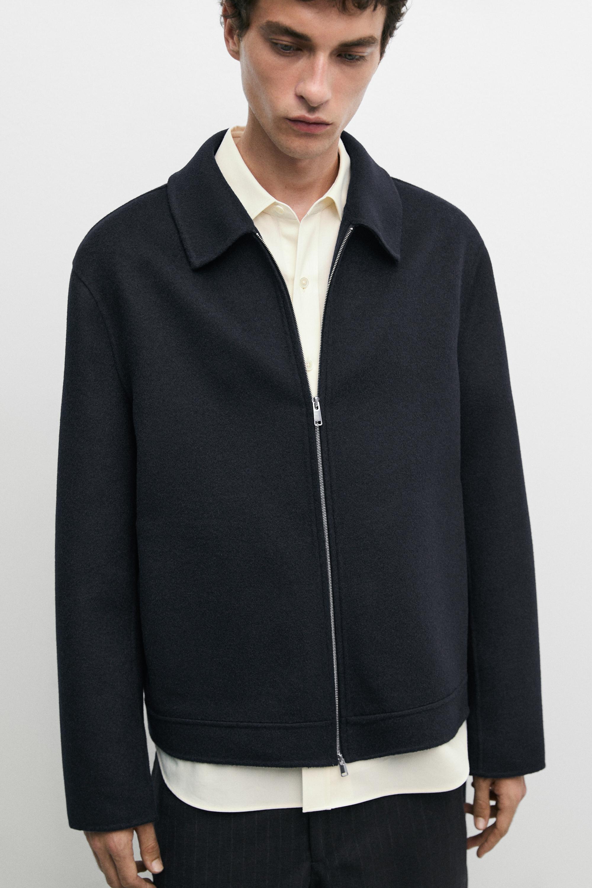 Wool blend double fabric jacket — DEEP BLUE