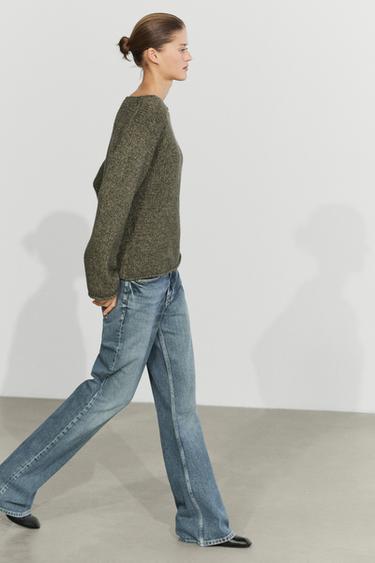 Wool-blend boat neck knit sweater — KHAKI 5