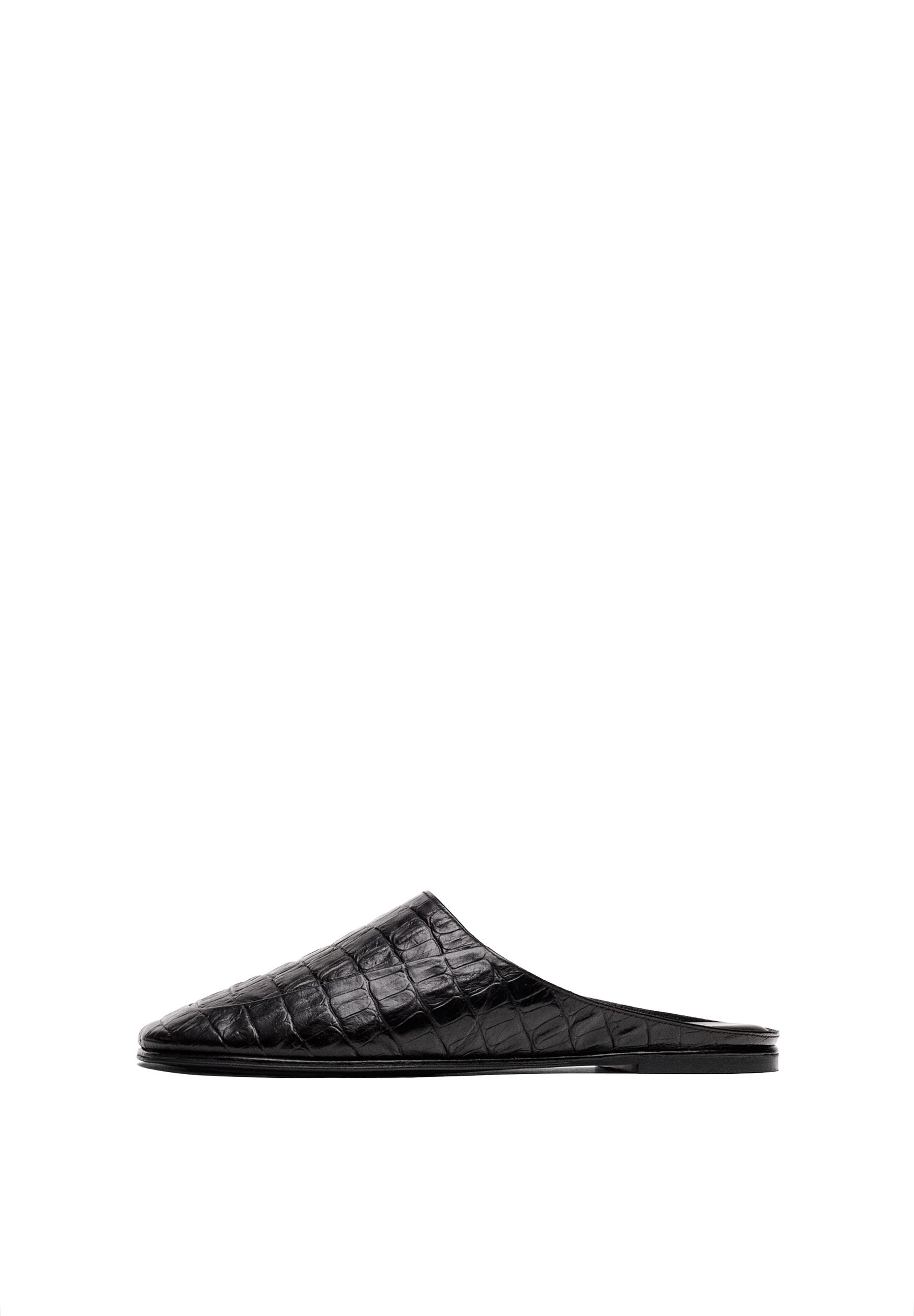 Mock croc leather mules — BROWN