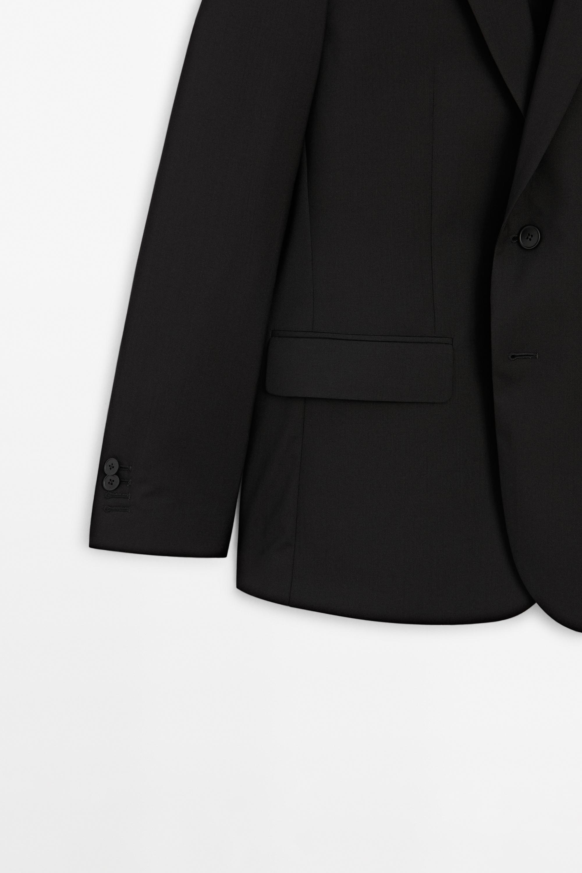 100% cool wool suit blazer — BLACK