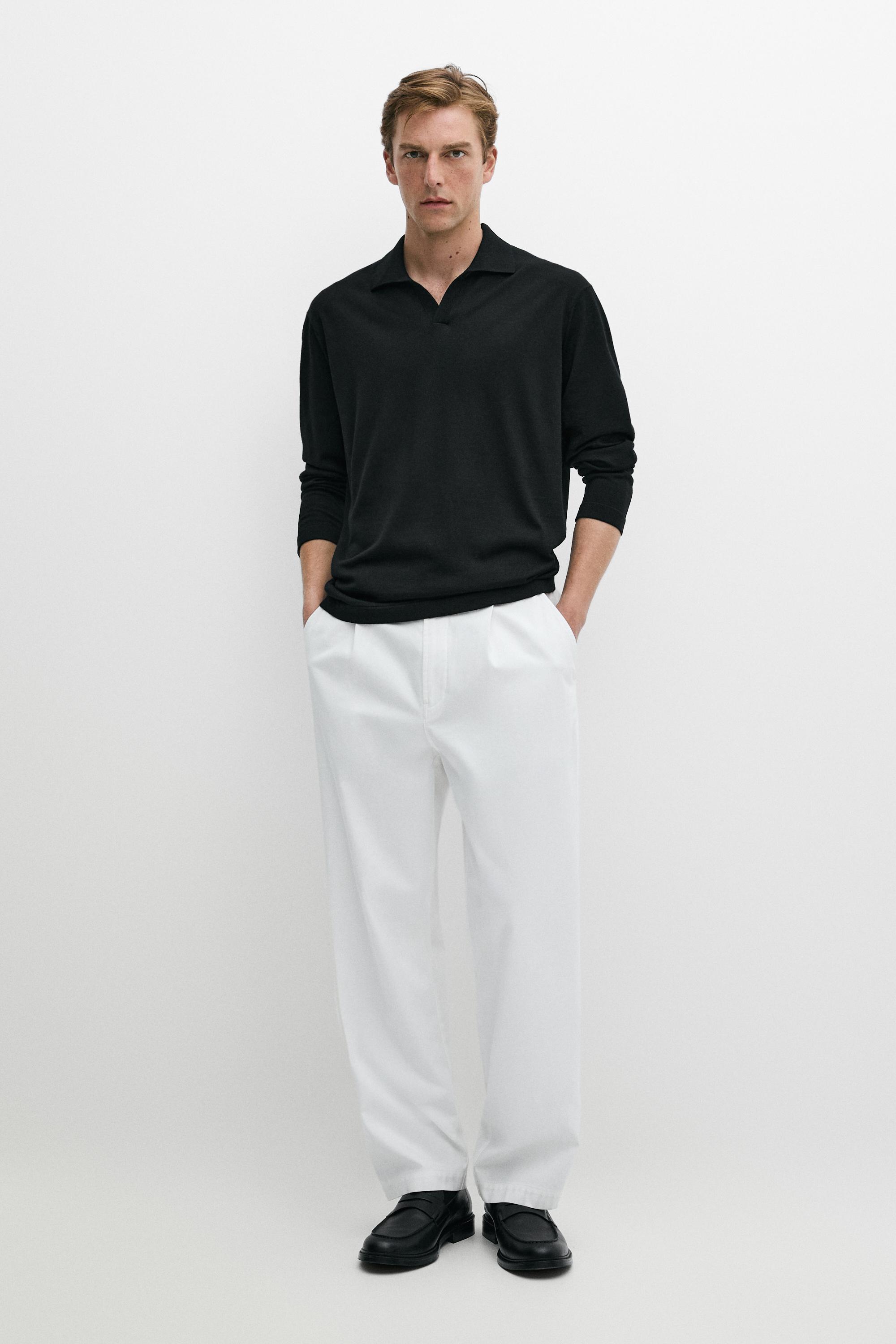 Maglia A Polo 100% Lana Merino - Nero - M - Massimo Dutti - Male-image