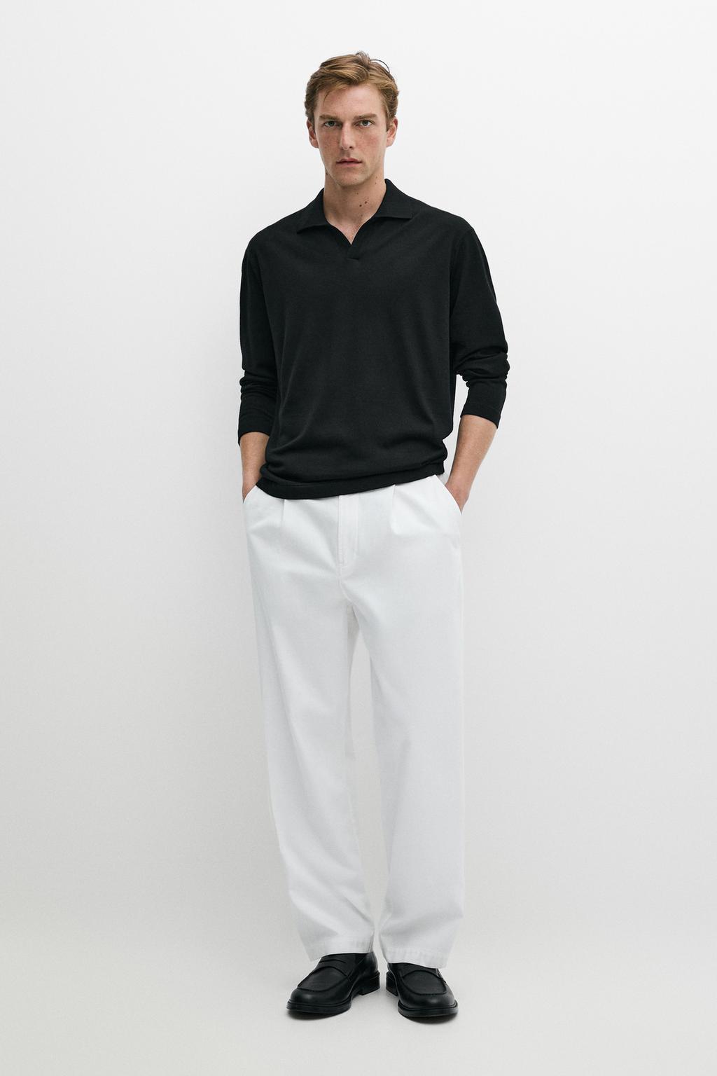 100% merino wool knit polo sweater