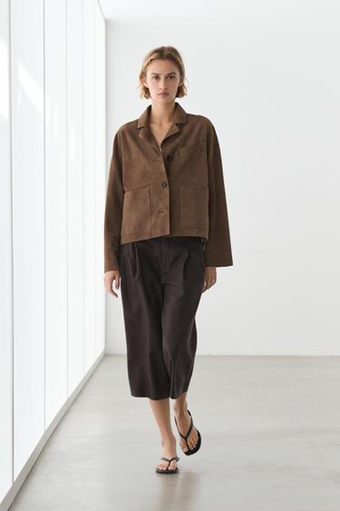 Flowing suede leather jacket — MOLE BROWN 1