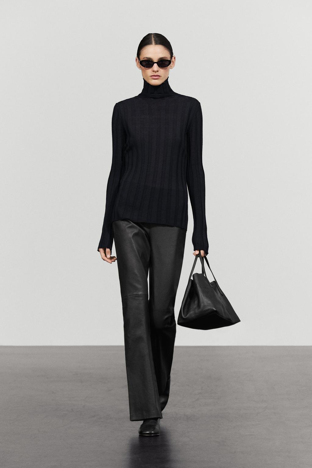 Massimo Dutti Nappa dəri flar kəsimli leqqinqlər