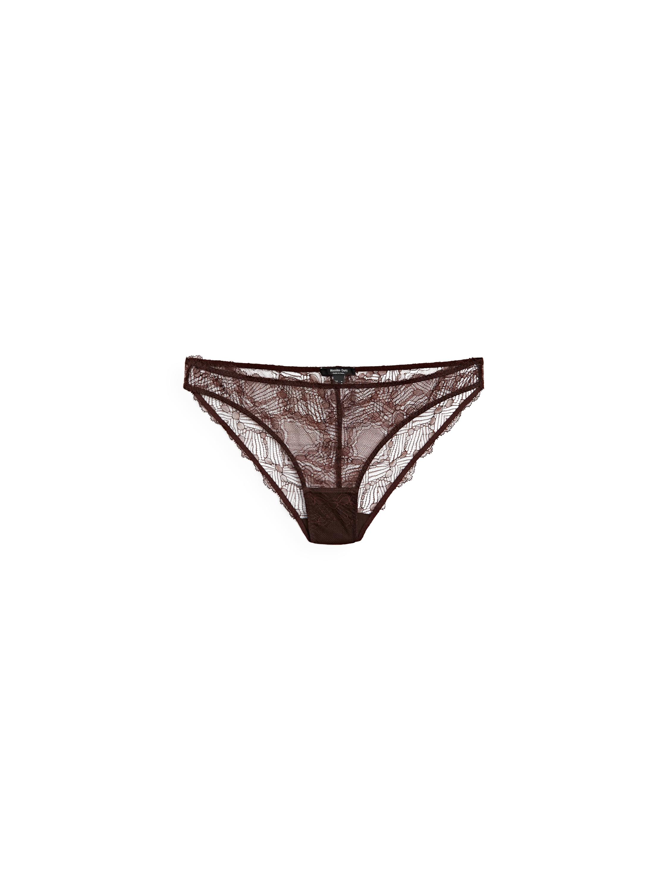 Lace briefs with blonde lace detail — BROWN
