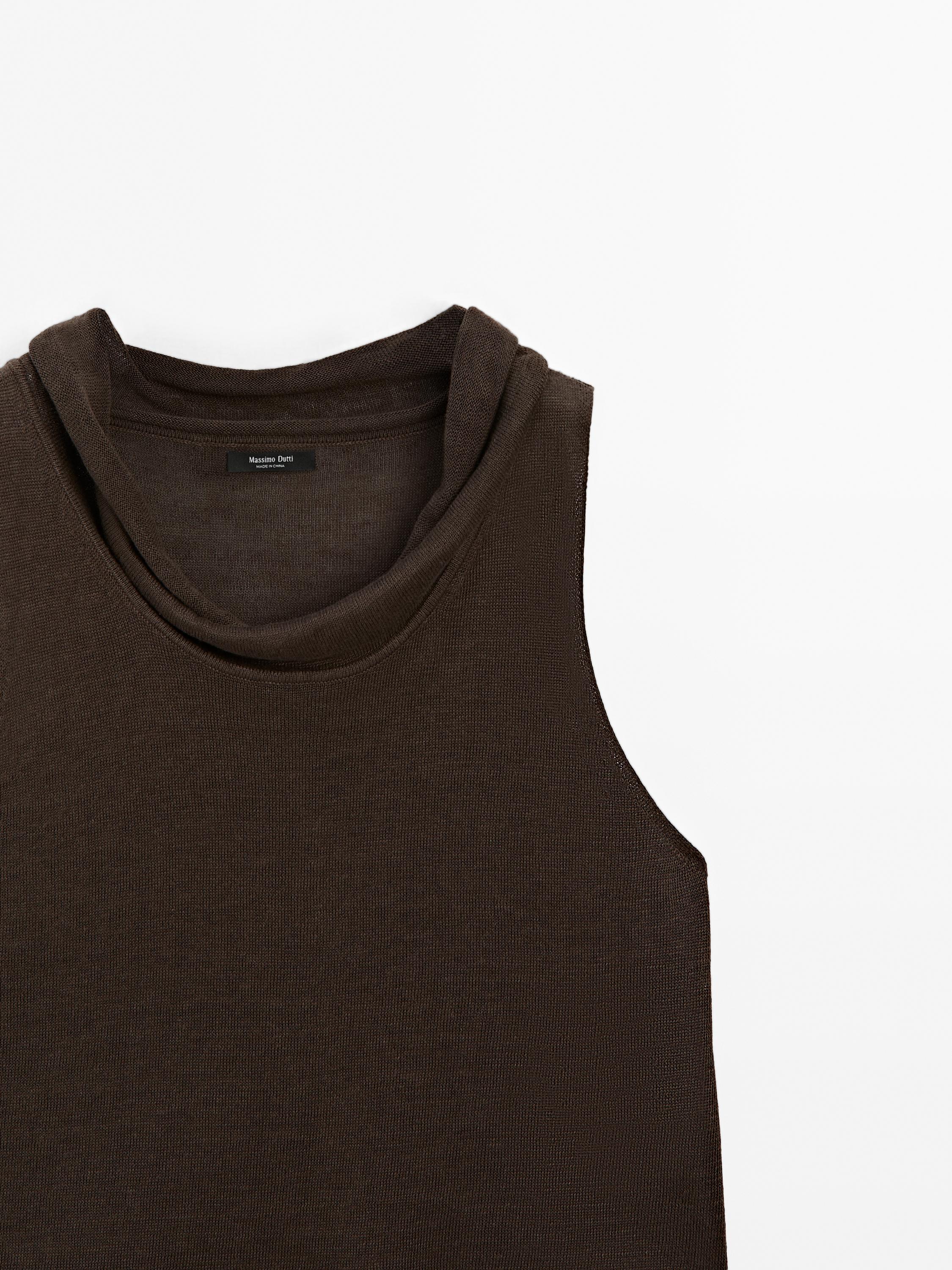 100% linen asymmetric draped top