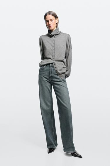 High-waist wide-leg jeans — Dark blue 1