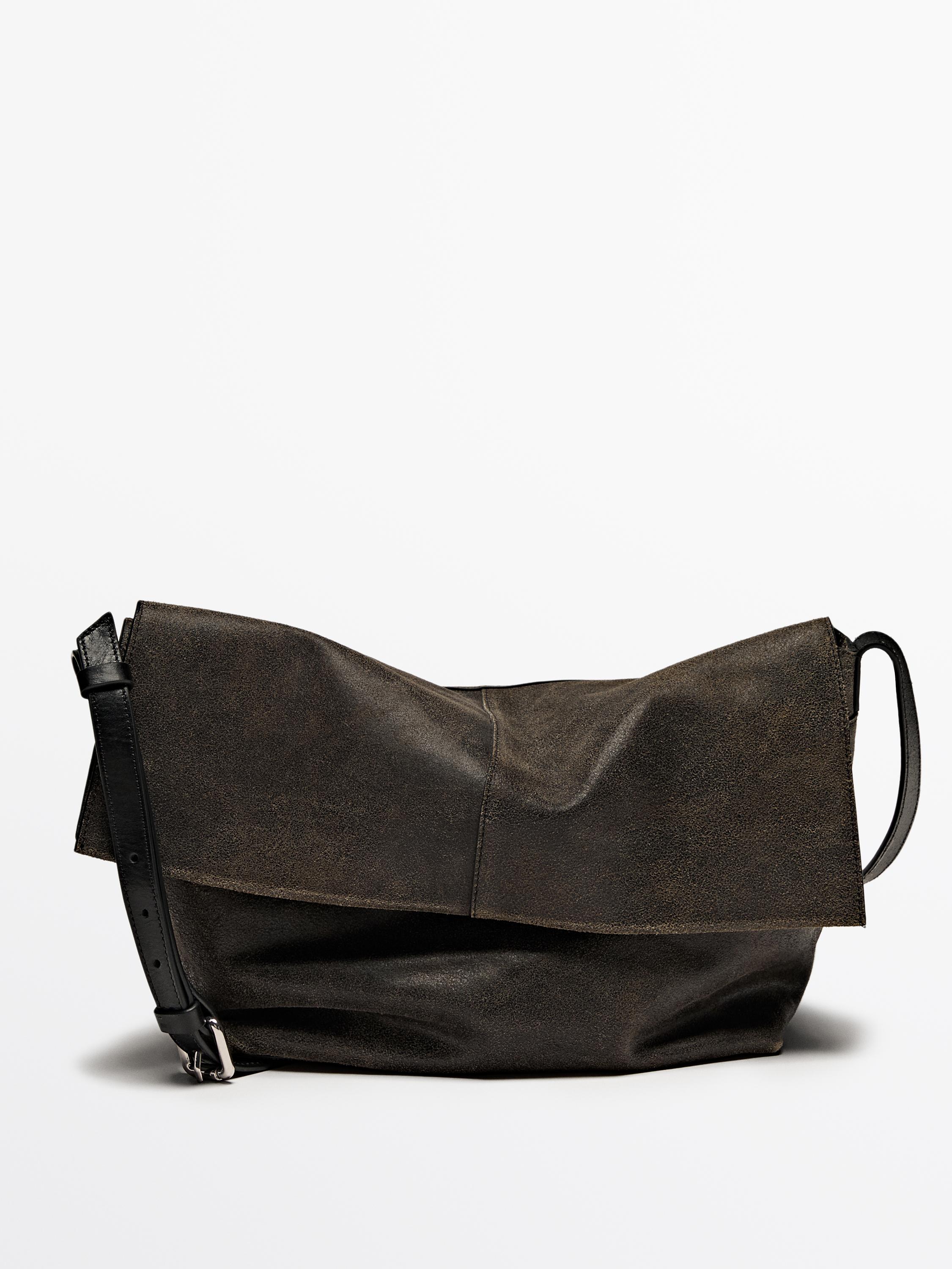 Distressed nappa leather flap bag