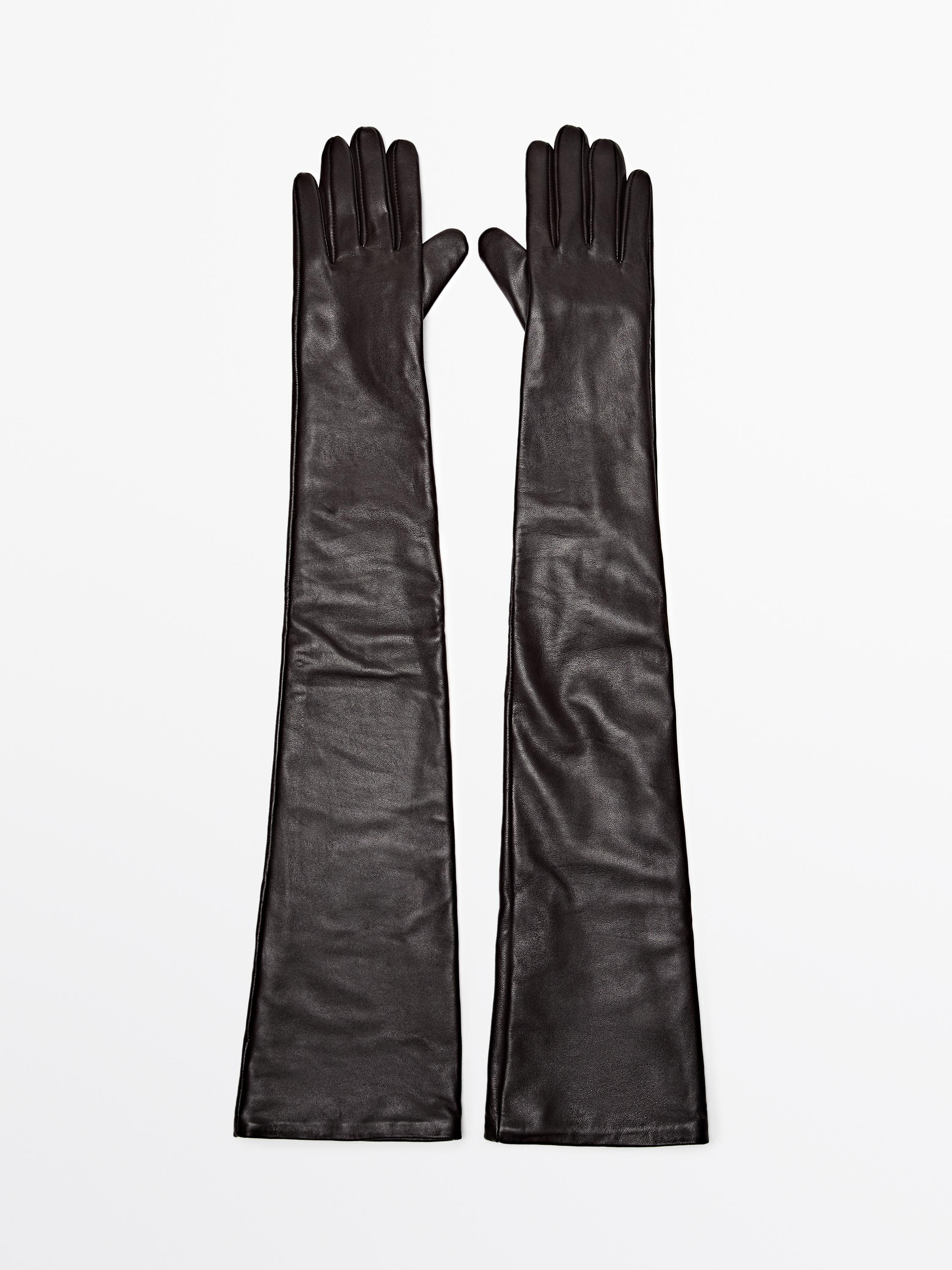 قفازات طويلة من جلد النابا - LIMITED